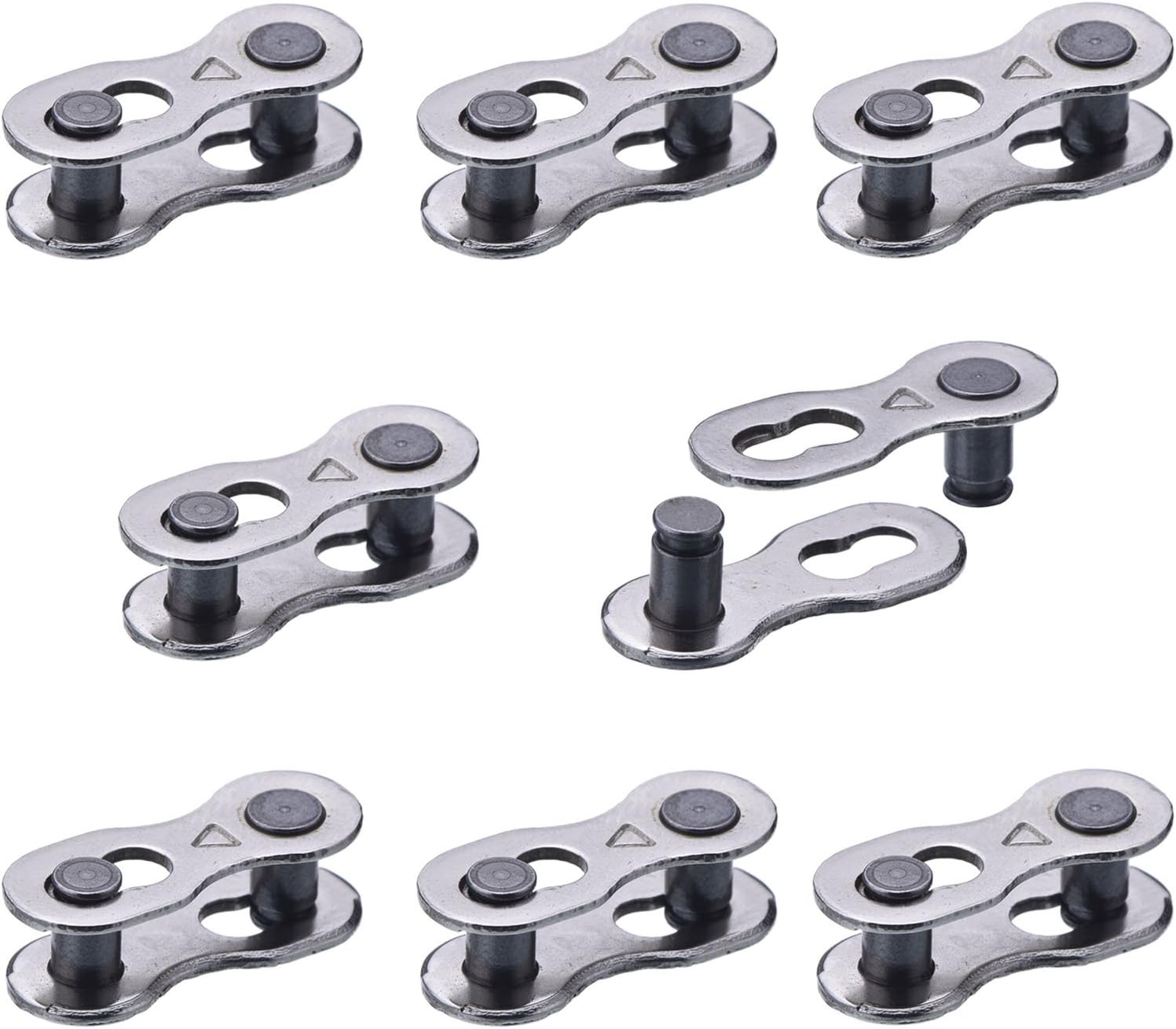 8 Pairs Bicycle Missing Link for 6, 7, 8, 9, 10 Speed Chain Master Link for Bicycle Chain Reusable Bike Parts, Silver