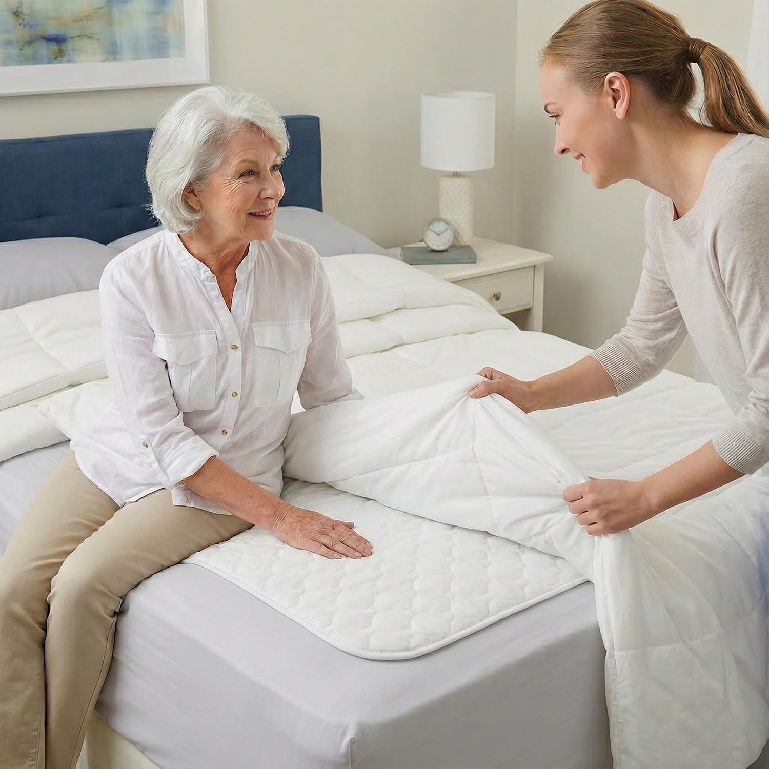 RMS Ultra Soft 4-Layer Washable and Reusable Incontinence Bed Pad, 34"x36" | Premium Quilted Bed Pad for Incontinence, waterproof reusable protector helps keep mattresses, furniture and wheelchairs dry