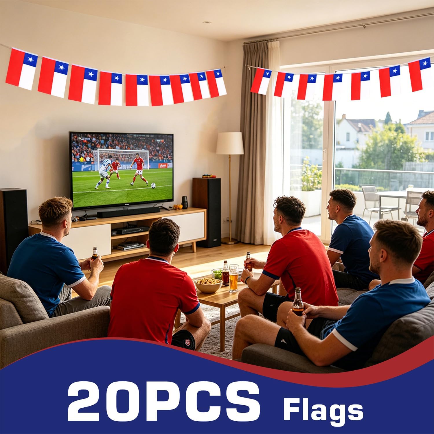 Nicaragua String Flags Banner Mini Small Nicaraguans Flag Bunting Patriotic Hanging Decor,National Holiday, Sports Game, Fiesta & Themed Party,18 Feet 20 Flags