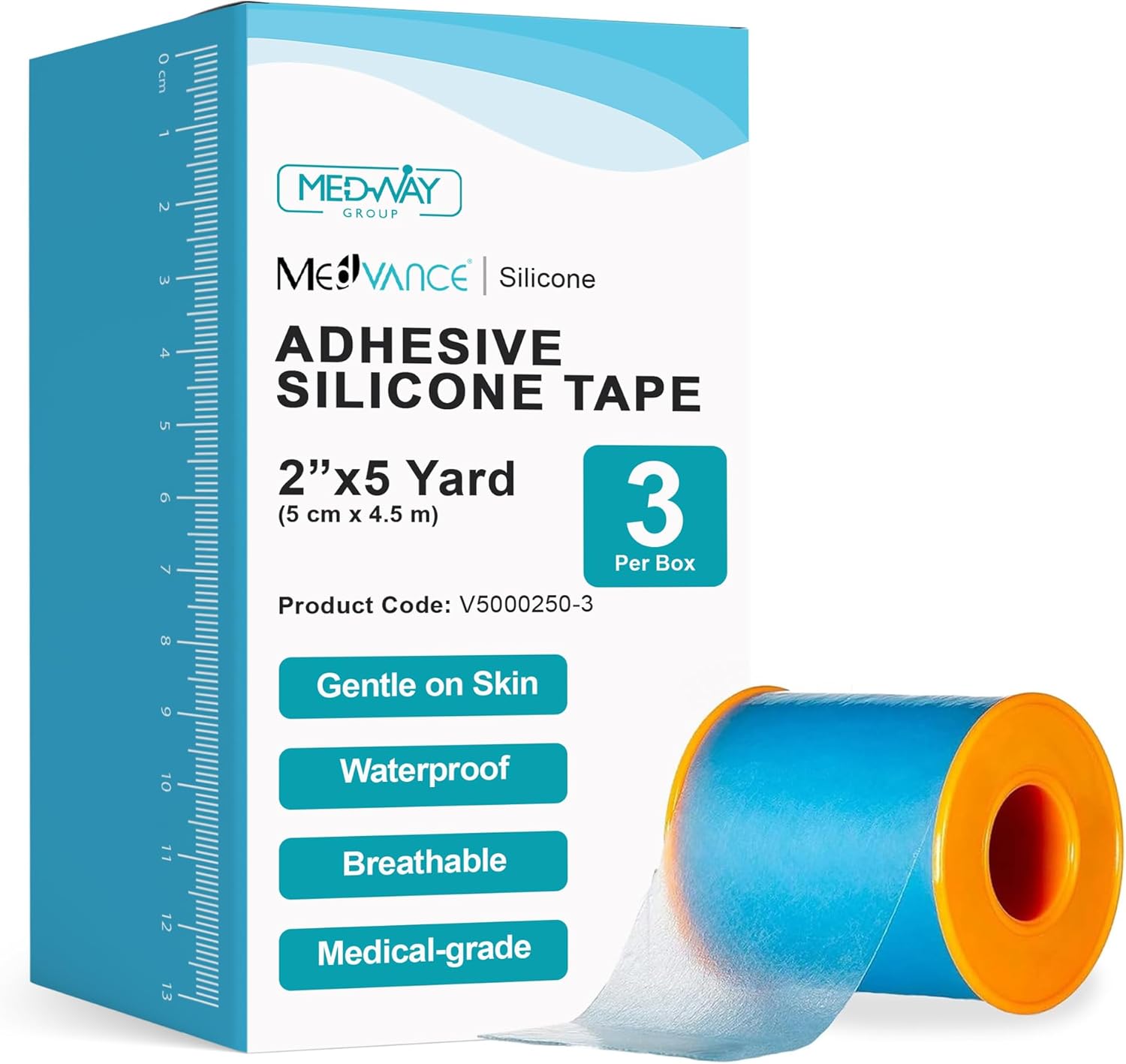 MedVance Silicone Adhesive Medical Tape, Scar Sheet,1" x5' (1 Pack)