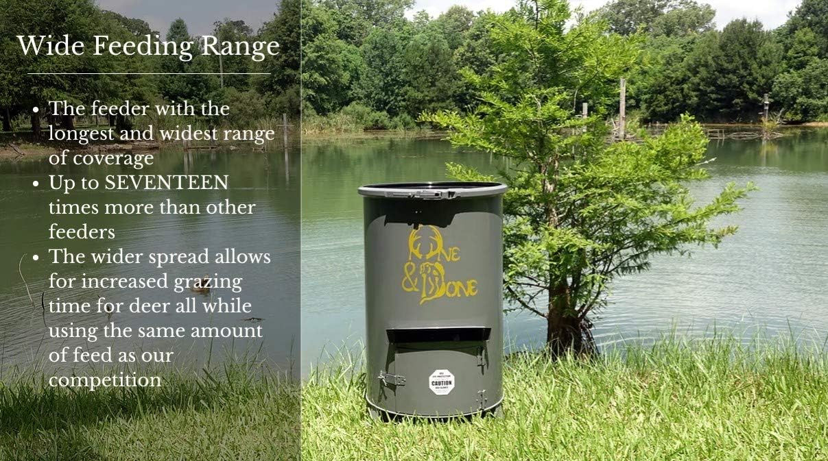 One and Done PRO Game Feeder - Built to Last - Loads 122lbs or 250 lbs (55 Gallon Bear Proof Classic Game Feeder) No Assemble Required