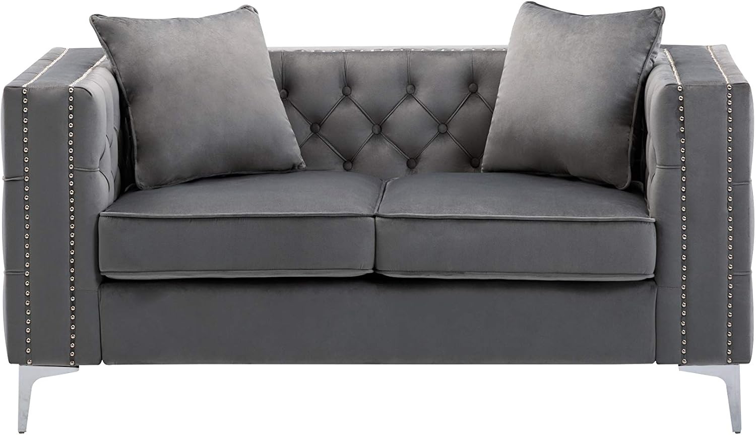 Lilola Home Lorreto Gray Velvet Loveseat
