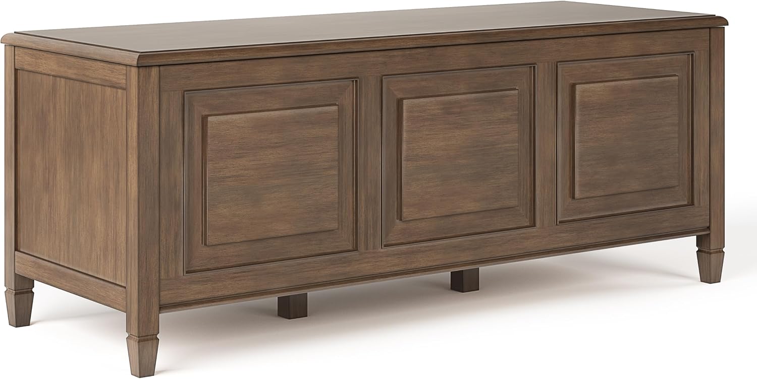 SIMPLIHOME Connaught 51" Wide Solid Wood Trunk Bench in Natural