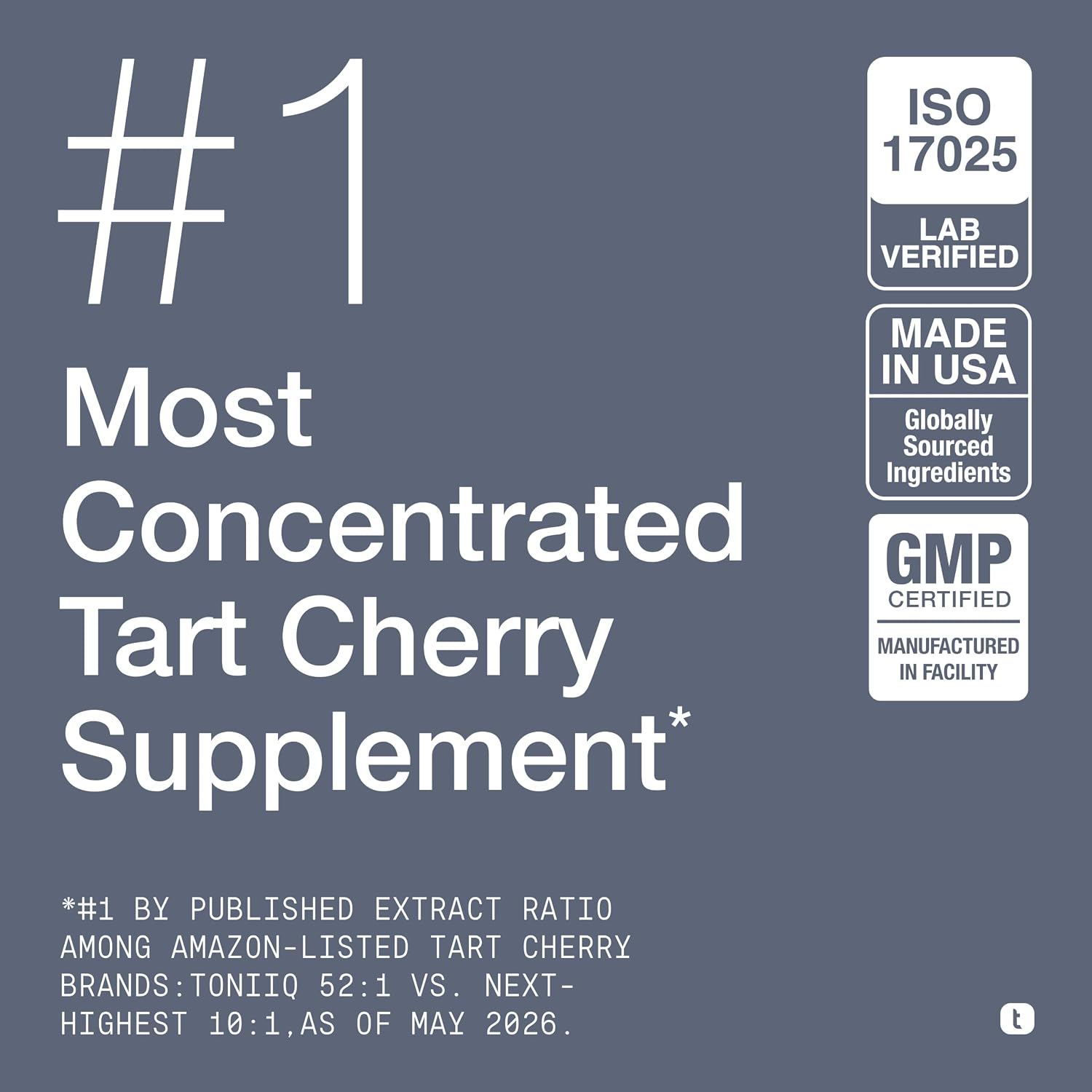 Toniiq Tart Cherry Capsules – Ultra High Potency 52:1 Extract
