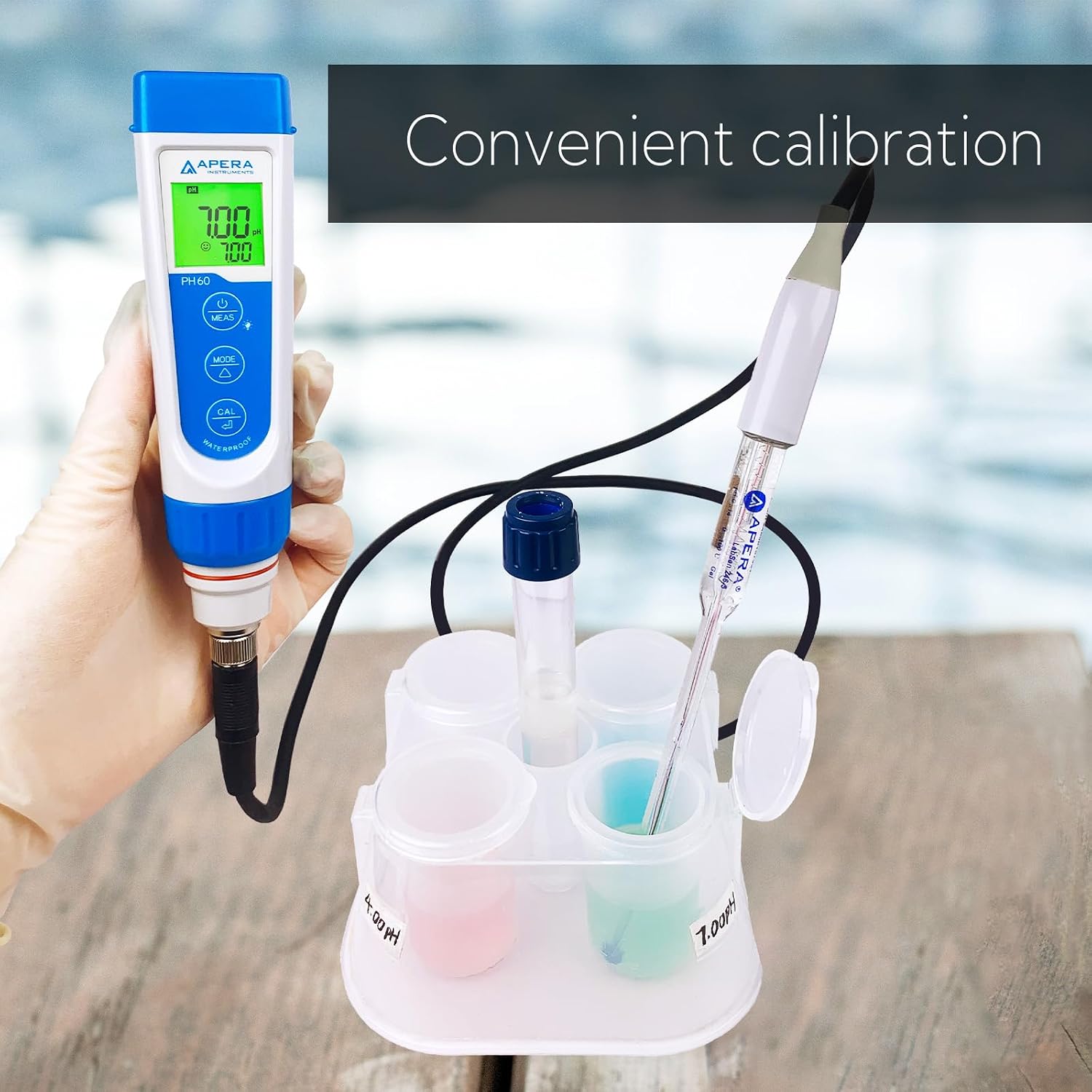 Apera Instruments AI311 Premium Series PH60 Waterproof pH Pocket Tester Kit, Replaceable Probe, ±0.01 pH Accuracy, Lcd display