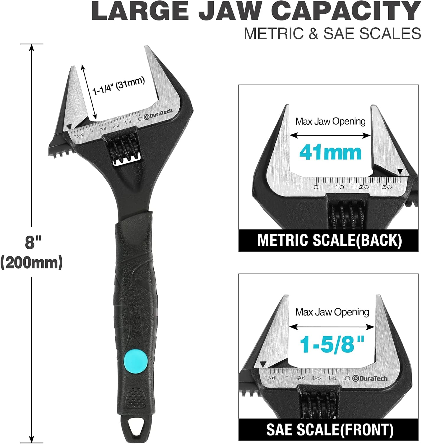 DURATECH 10-Inch Wide Jaw Adjustable Wrench