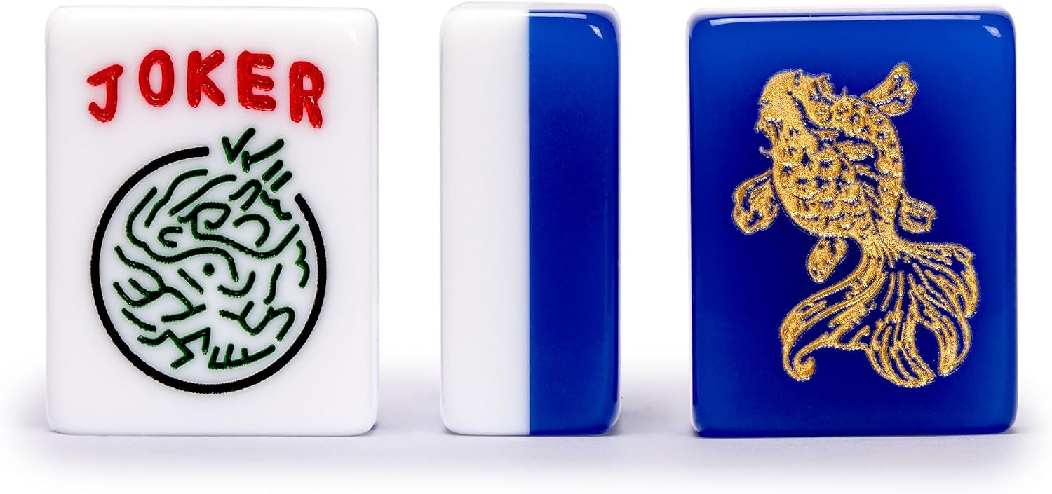 Yellow Mountain Imports American Mahjong Set, Mojave (Ivory) with Brown Soft Case, All-in-One Racks with Pushers, Wright Patterson Scoring Coins, Dice, & Wind Indicator