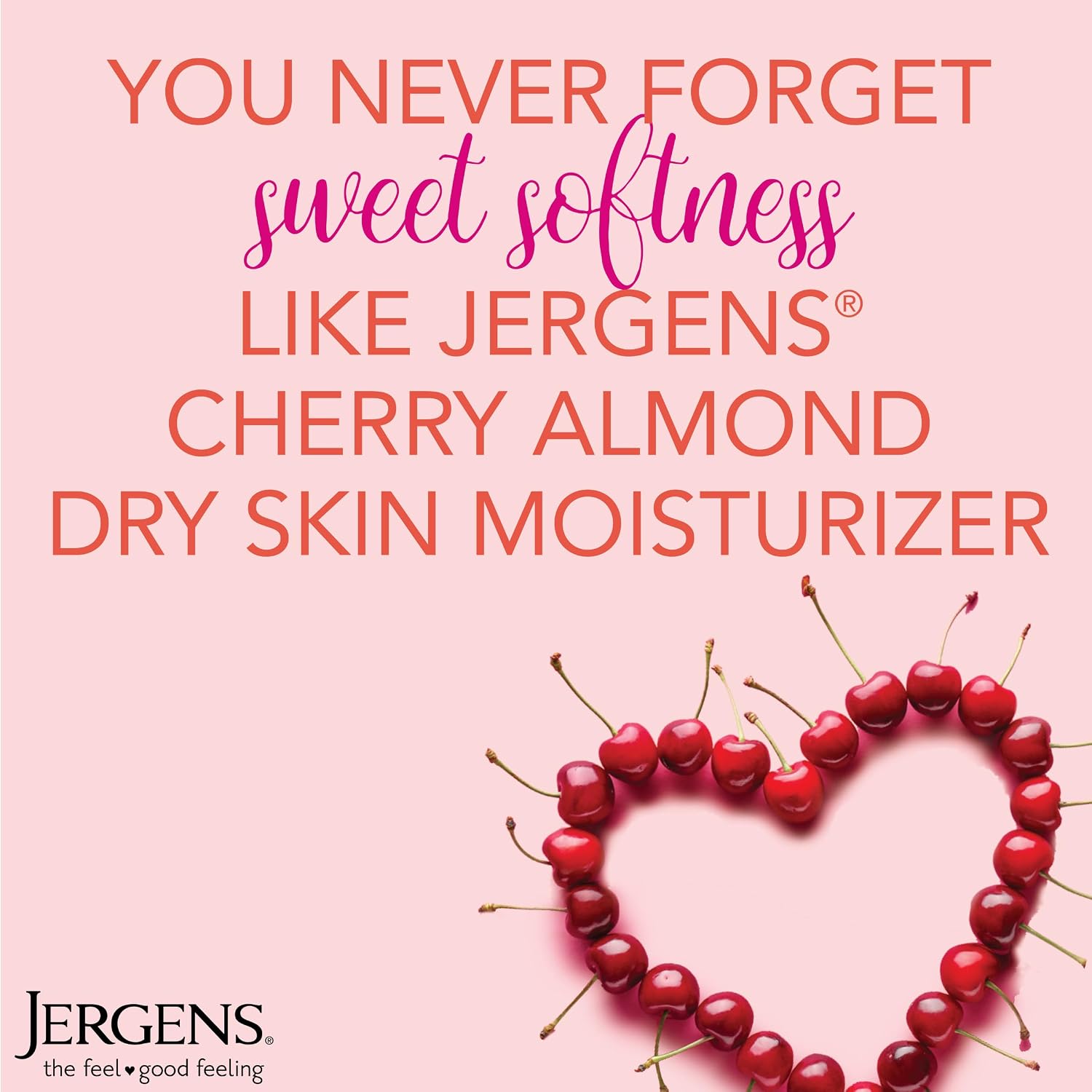 Jergens Cherry Almond Hand & Body Lotion, Dry Skin, 32 fl oz | Fast-Absorbing Moisturizer, Vitamins E, C & B5, Softens Dry Skin, Dermatologist Tested, Cherry Almond Scent