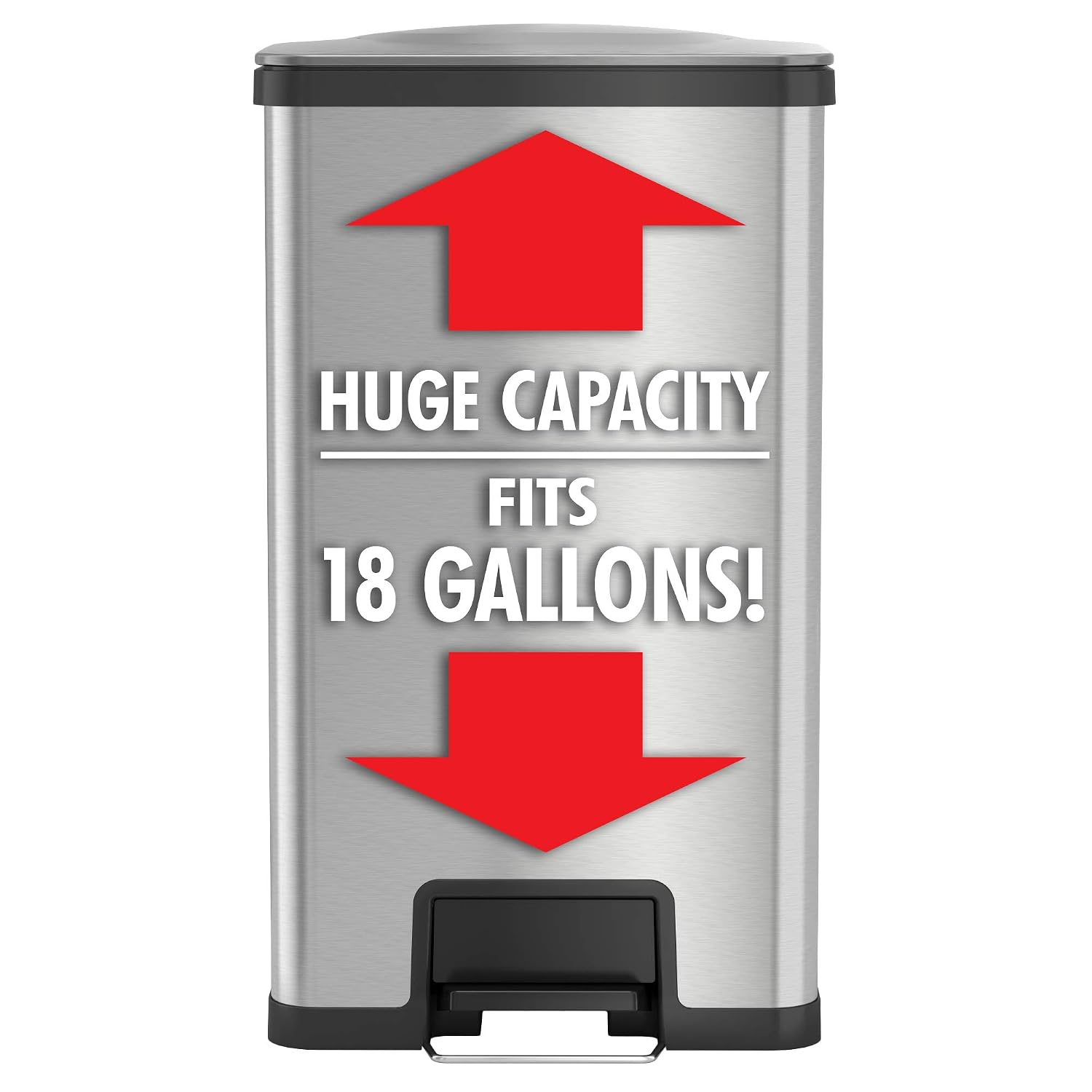 iTouchless Airstep 13 Gallon Step Pedal Kitchen Trash Can with Odor Filter, 50 Liter Commercial Grade Stainless Steel Recycle Bin for Home and Office, Silent Lid Open and Close