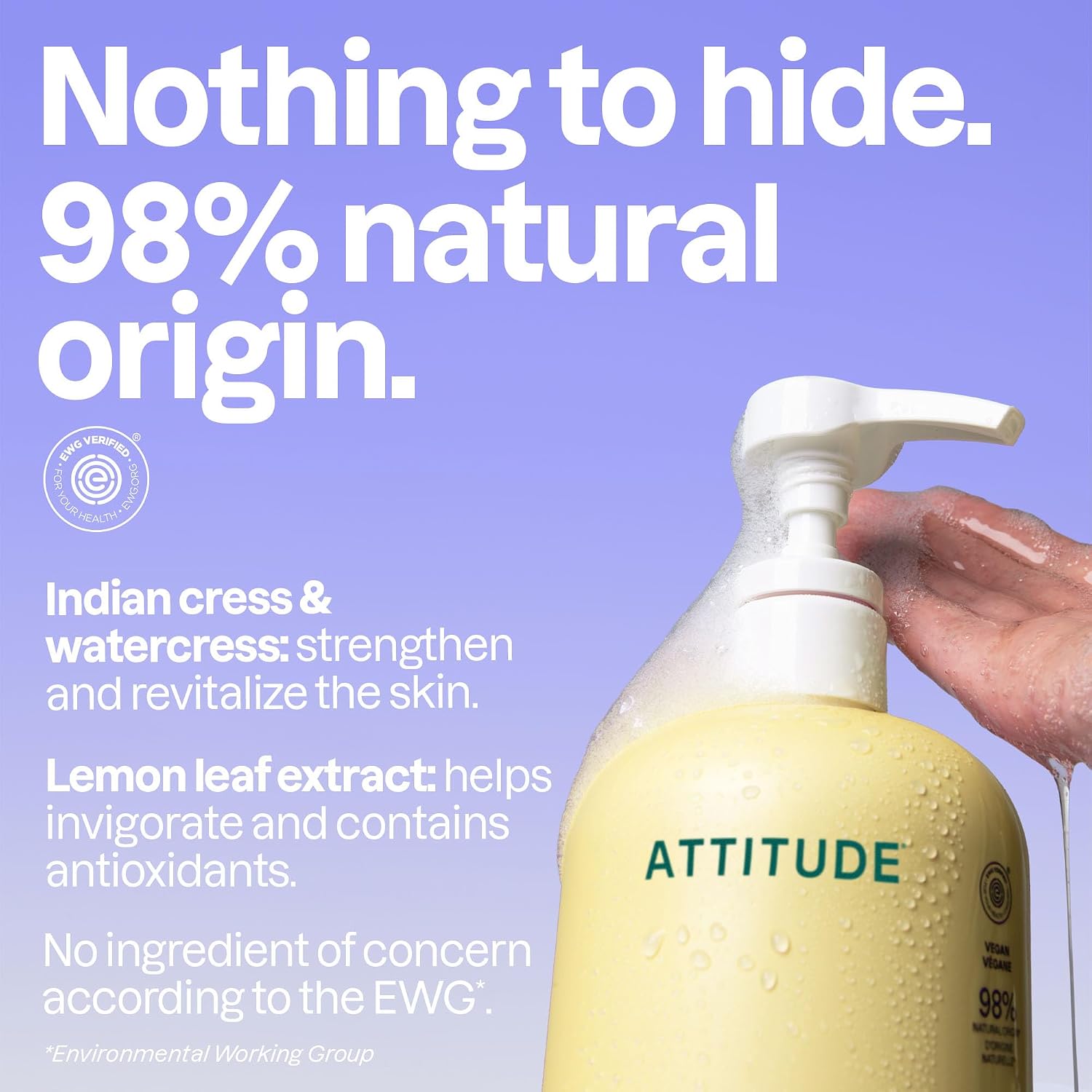 ATTITUDE Body Wash, EWG Verified Shower Gel, Dermatologically Tested, Plant and Mineral-Based, Vegan Personal Care Products, Earl Grey & Fresh Cucumber, 16 Fl Oz