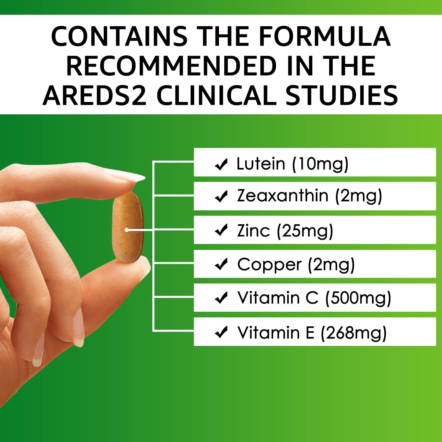 Vision Defender AREDS2 Eye Vitamins - Lutein Zinc Copper, Vegan, 90 Tablets | Eye Health Supplements, Vitamin C & E, Zeaxanthin