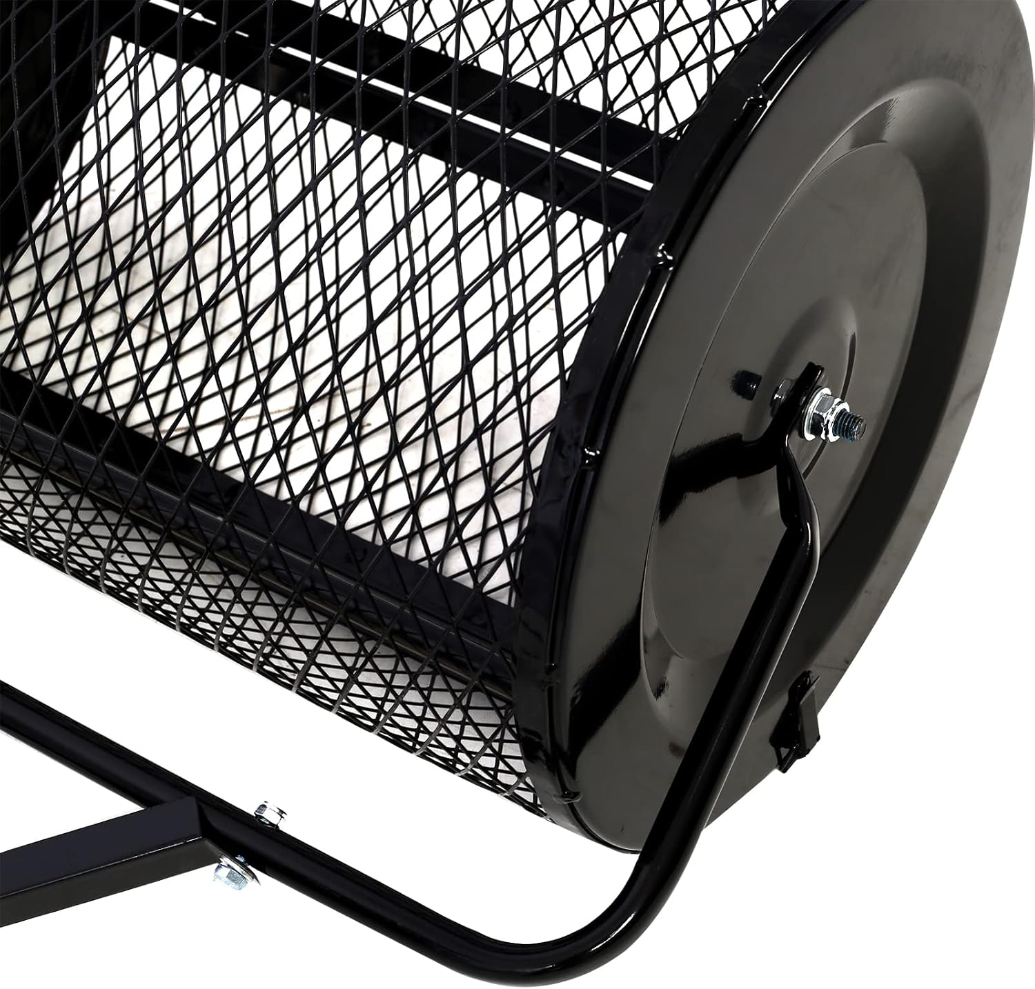 Compost Spreader - 24'' Peat Moss Spreader Manure Spreaders Roller with Adjustable T Shaped Handle Lightweight Metal Mesh Spreader for Lawn Garden Spreading Manure Topsoil, Black 0.5" x 1" Open Slits
