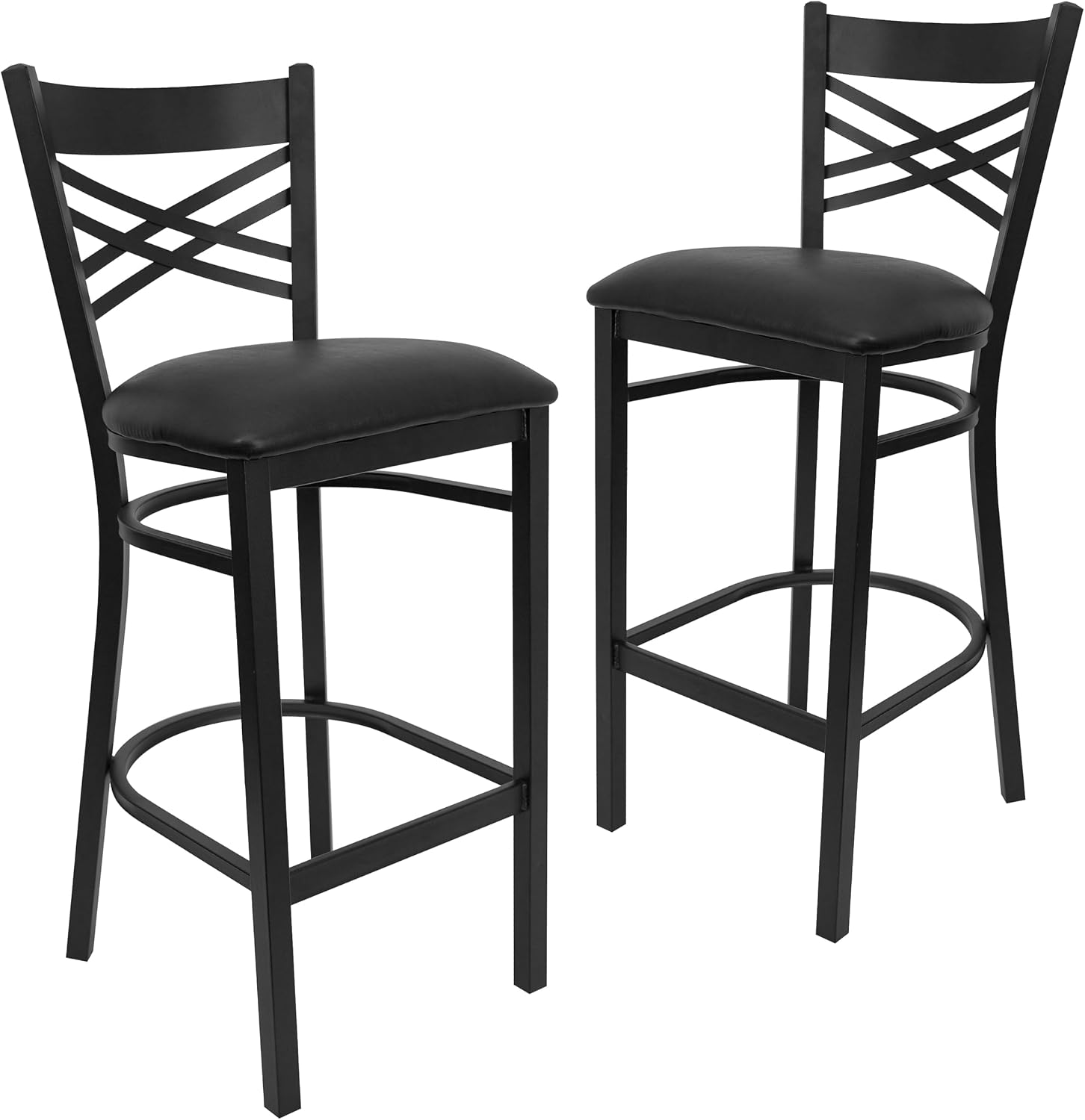Flash Furniture Hercules Metal Restaurant Barstool, Black | X Back Style, Vinyl Upholstery, Durable Construction, Commercial Use
