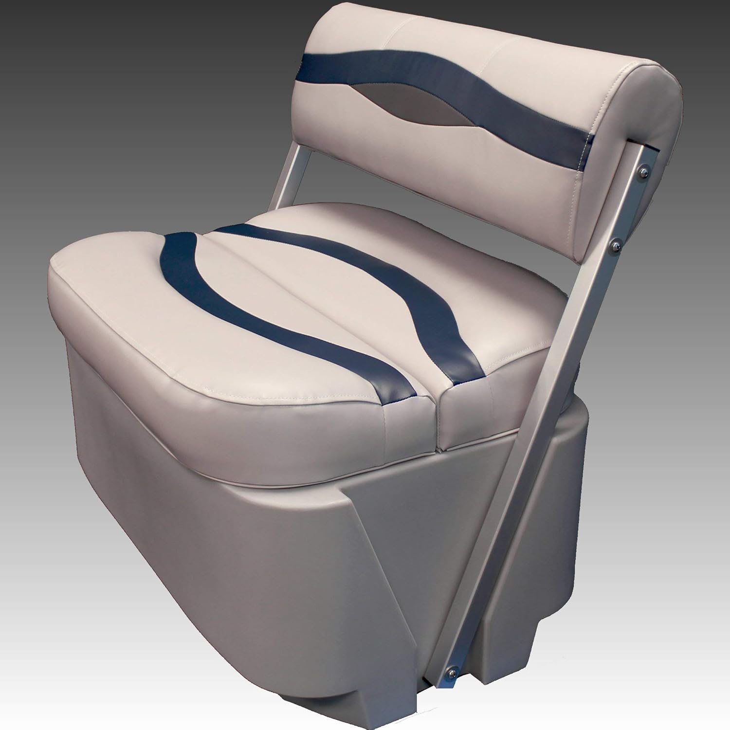 DeckMate® Complete Premium Pontoon Flip Flop Seat and Base (Gray/Blue/Charcoal)