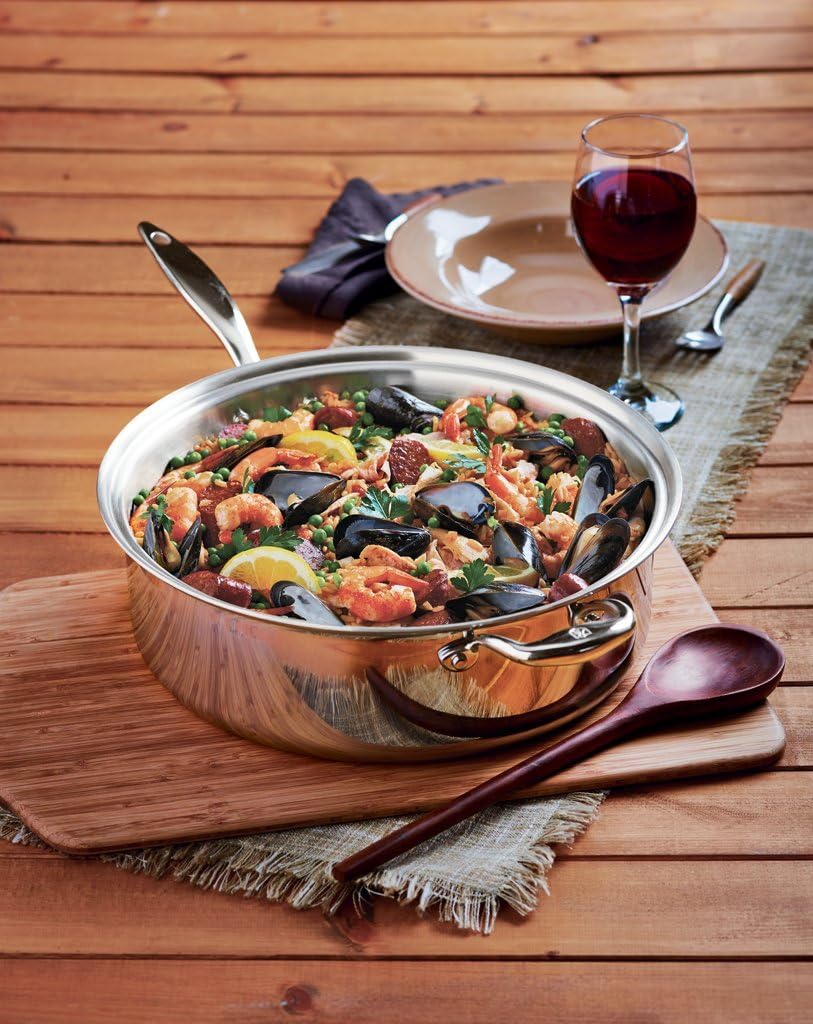 Heritage Steel 6 Quart Rondeau with Lid - Titanium Strengthened 316Ti Stainless Steel with 5-Ply Construction - Induction-Ready and Fully Clad, Made in USA
