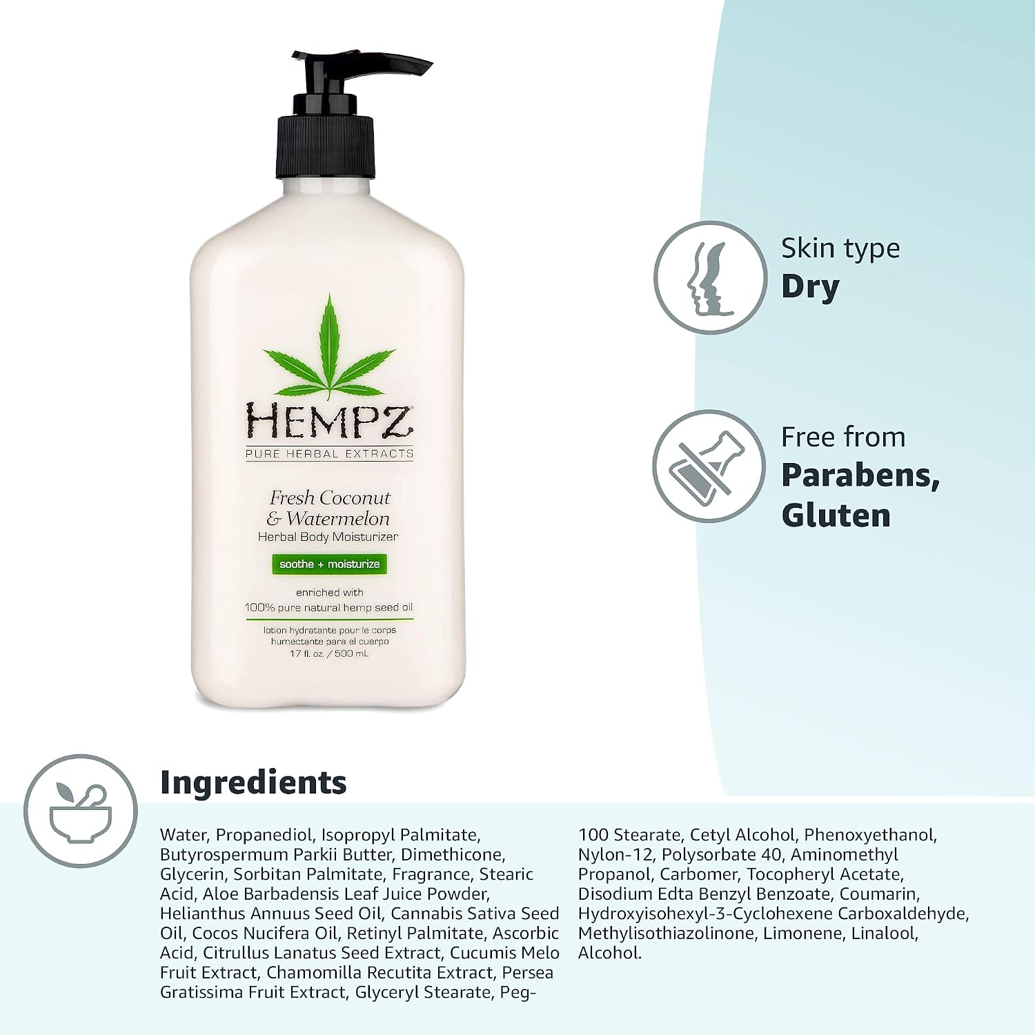 HEMPZ Body Lotion - Sweet Pineapple and Honey Melon - Daily Moisturizing Cream - 17oz