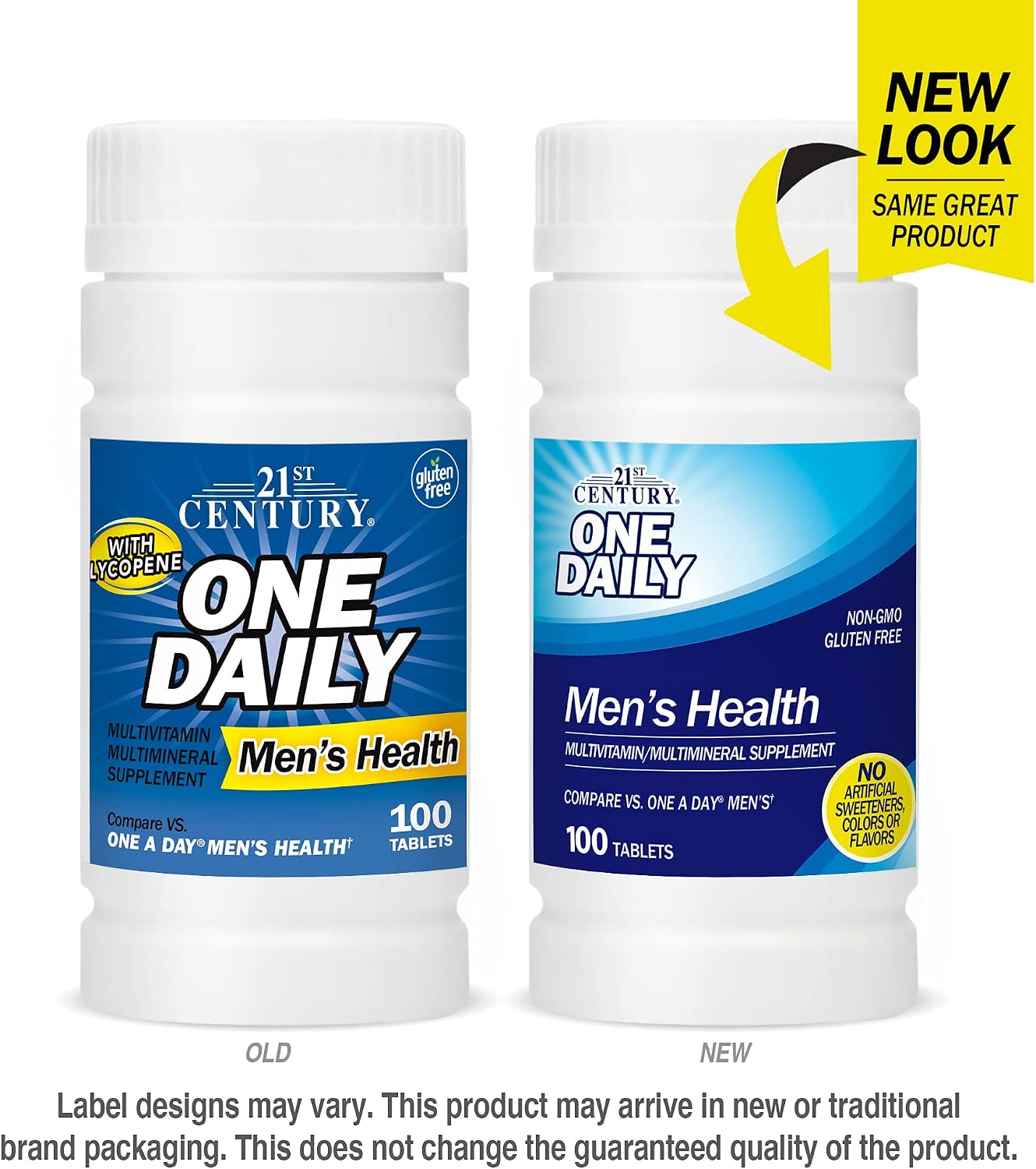 21st Century One Daily Men's Health Multivitamin Tablets, 100 Count | Complete Daily Multivitamin & Multimineral, Compare VS. One A Day® Men's, Men with Lycopene, Zinc & Lutein for Heart