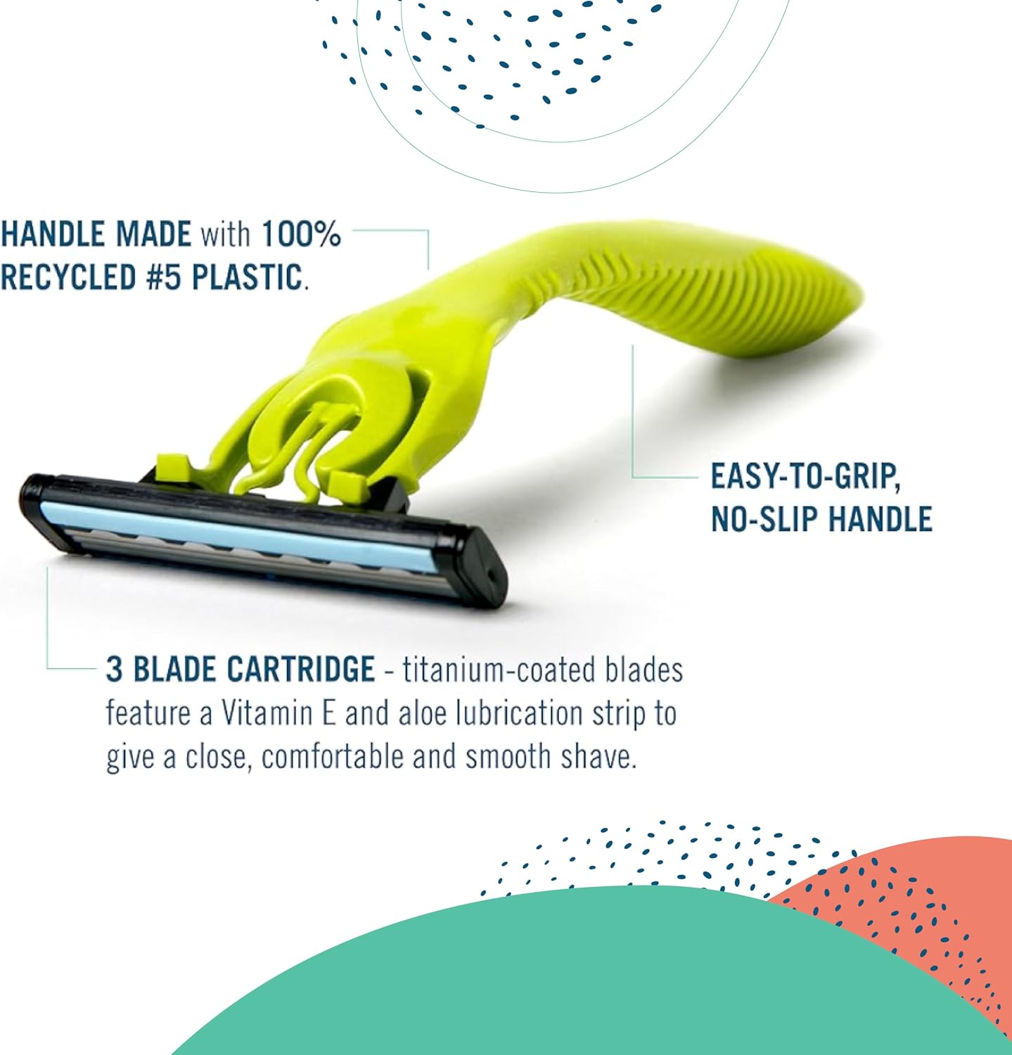 Preserve Shave 3 Razor Blade Refills, Titanium-Coated, Vitamin E, Aloe, 4ct | Unisex Refills for Face & Body; Fits Shave 3 & Triple Razor Handles; Eco-Friendly Paperboard; Cruelty-Free