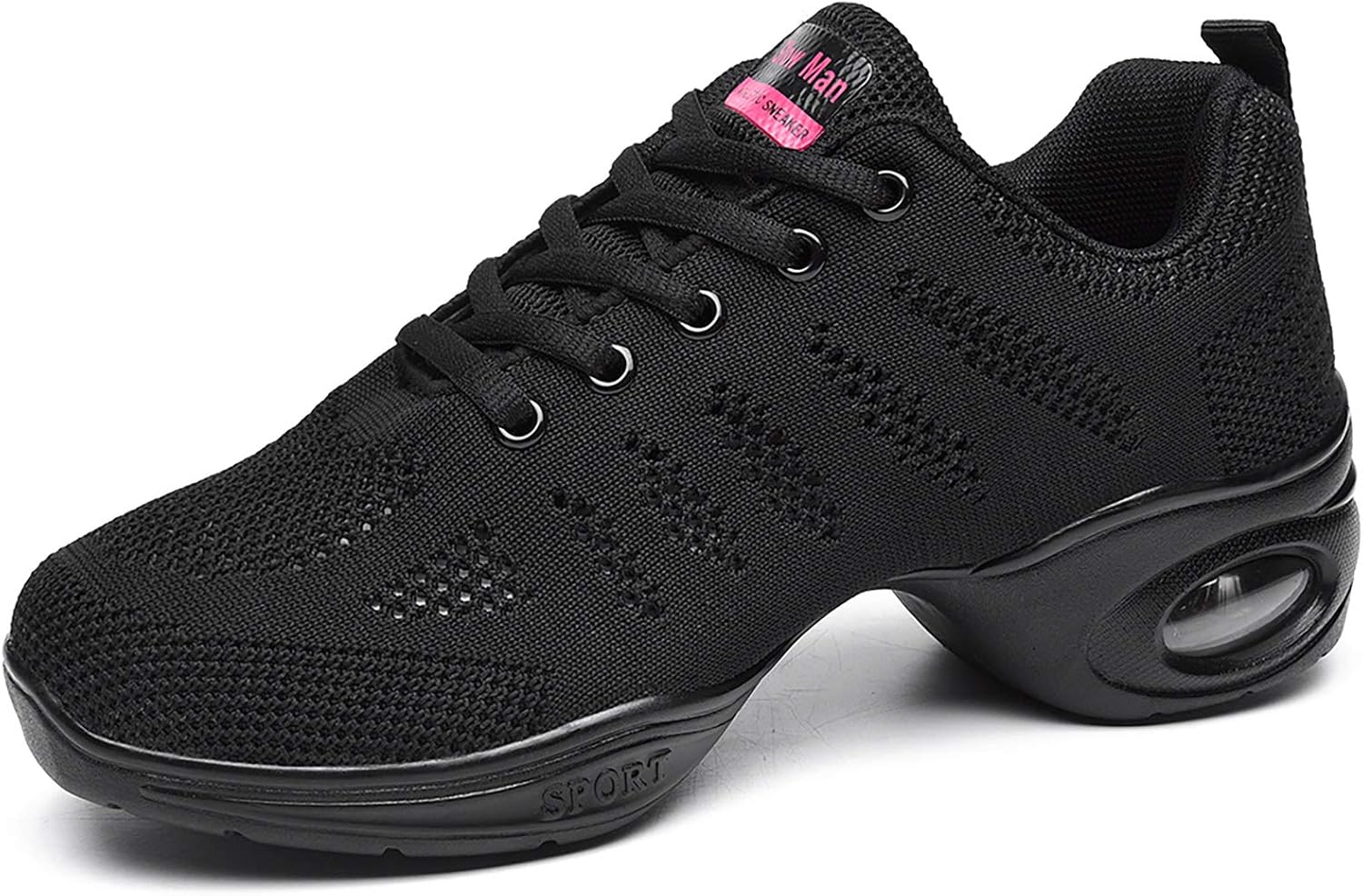 Slow Man Women's Jazz Shoes Lace-up Sneakers - Breathable Air Cushion Lady Split Sole Athletic Walking Dance Shoes Platform