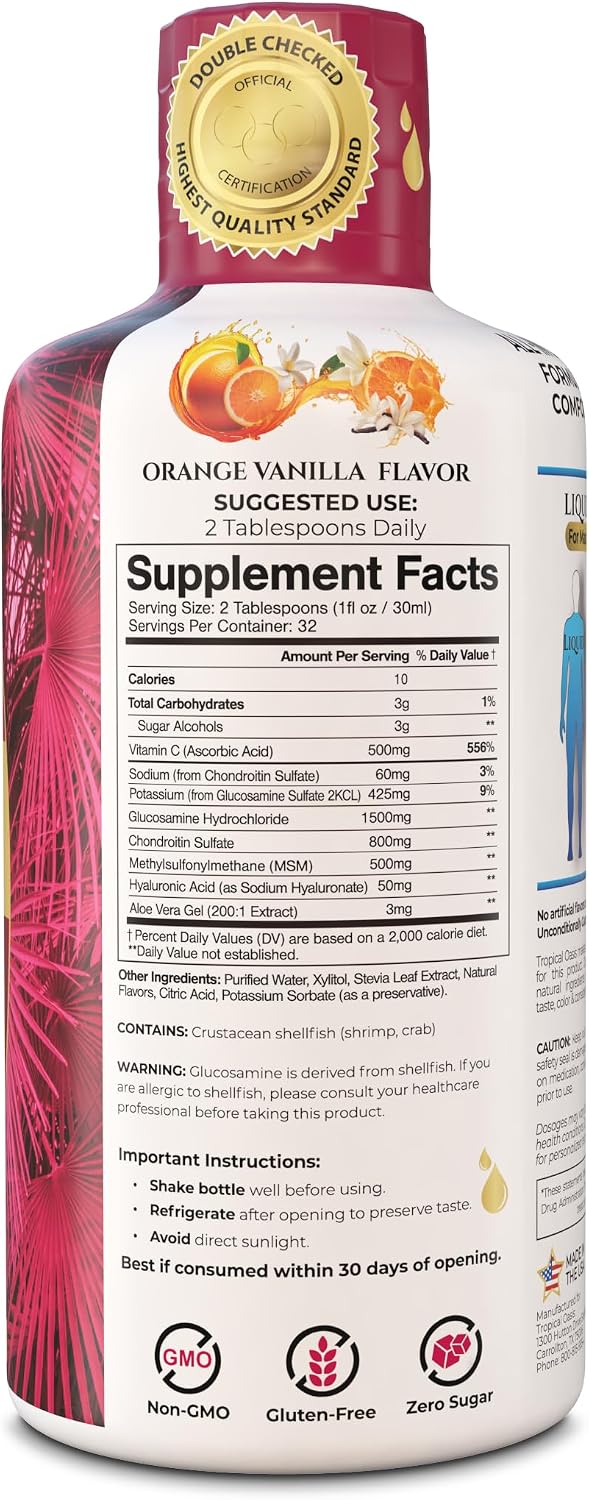 Joint Complete Premium Plus - Liquid Joint Supplement w/Glucosamine, Chondroitin, MSM Plus 800mg Turmeric – 98% Max Absorption – 32oz, 32 serv