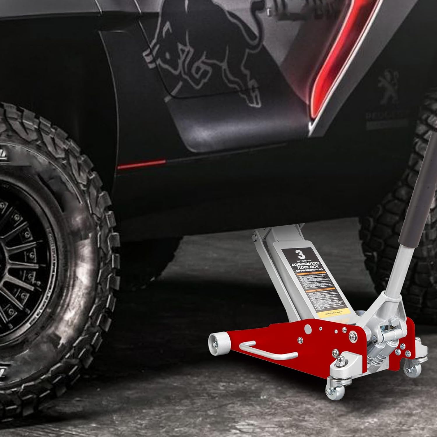 BIG RED T815016L Torin Hydraulic Low Profile Aluminum and Steel Racing Floor Jack with Dual Piston Quick Lift Pump, 1.5 Ton (3,000 lb) Capacity, Blue, T815016L