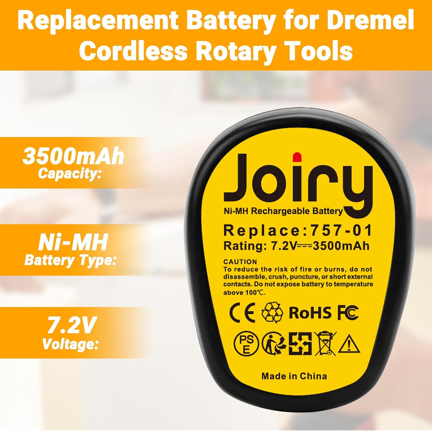 2-Pack Replacement Dremel Battery, 7.2V 3500mAh Ni-MH