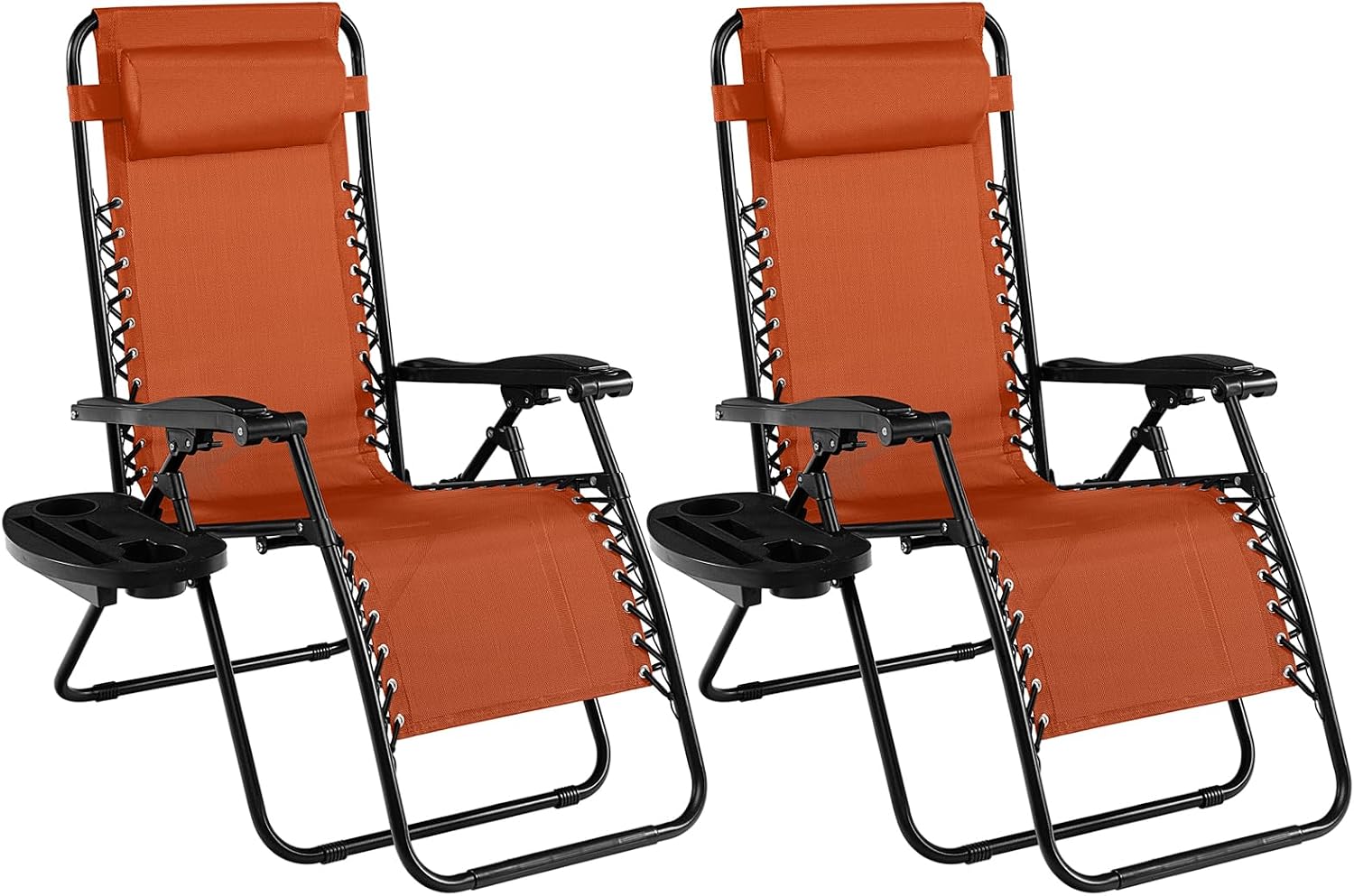 Goplus Zero Gravity Lounge Chairs, 160°Adjustable Folding Recliner w/Pillow and Cup Holder, 350LBS Comfy Outdoor Lounge Chairs for Patio, Lawn, Yard & Camp(1, Gray)