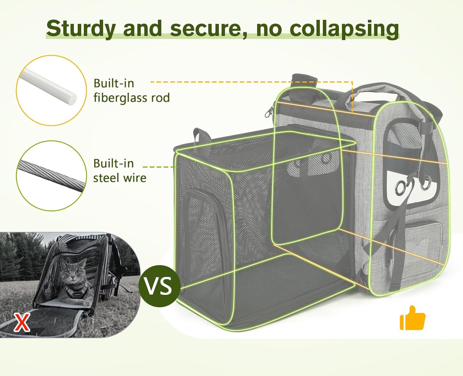 pecute Cat Backpack Expandable, Cat Carrier Backpack with Breathable Window