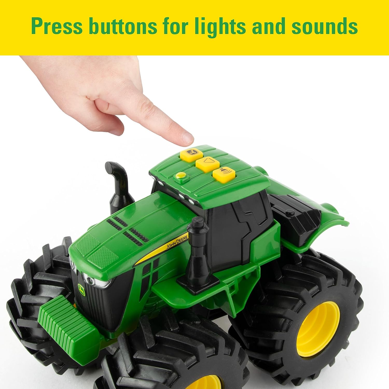 TOMY Monster Treads Monster Truck Toys - John Deere Tractor and Combine 2-Pack with Lights and Sounds - John Deere Toys with Durable Bouncy Tires