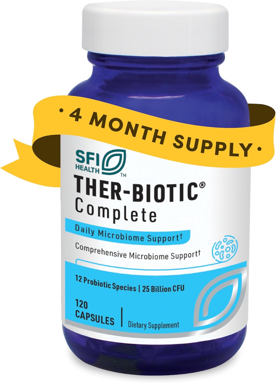 Klaire Labs SFI Health Ther-Biotic Complete, 60 Count | 12 Strain Probiotic Capsules for Digestive and Immune Support, 25 Billion CFU Gut Health Supplement, Hypoallergenic Formula