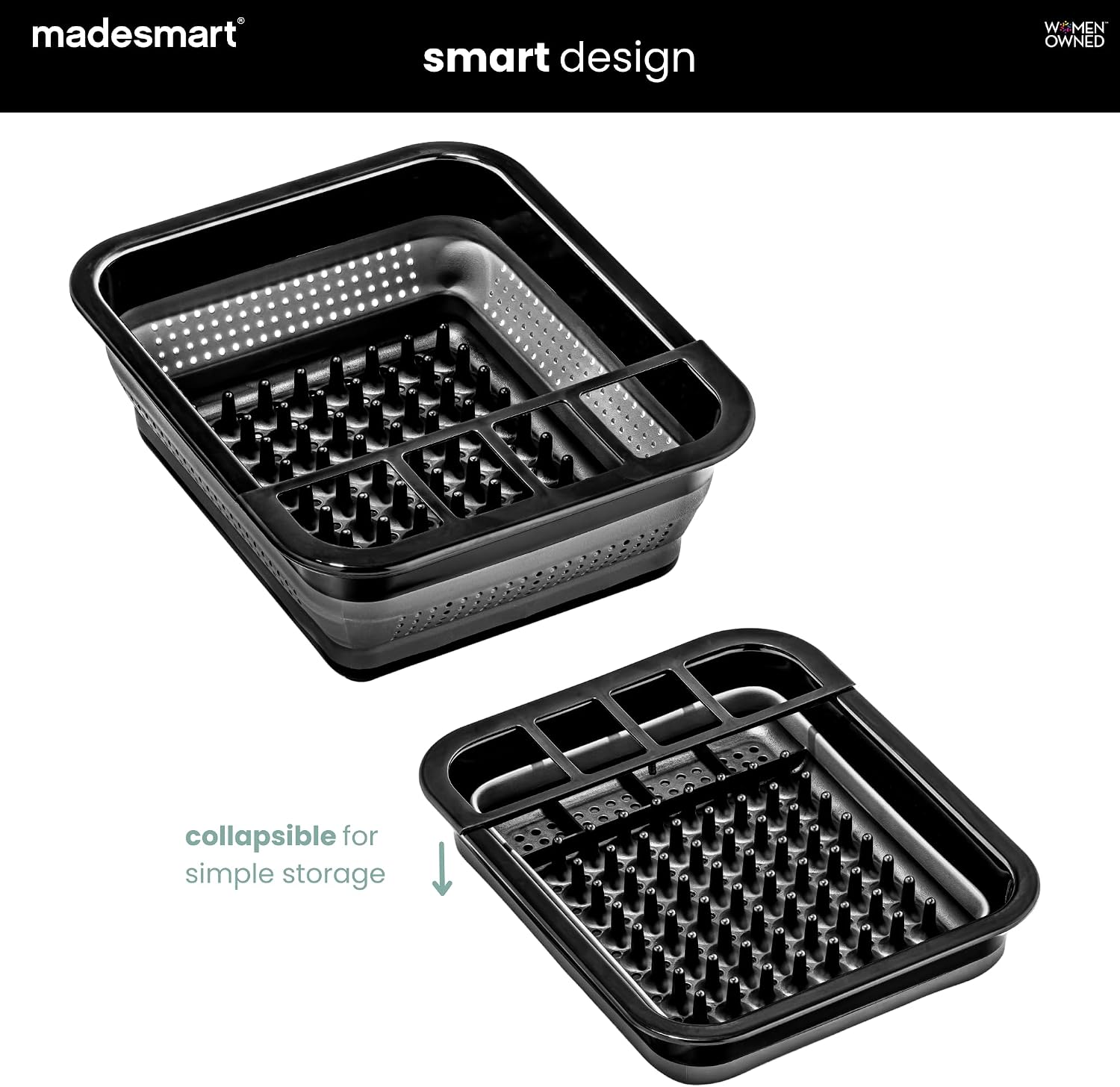 madesmart Sink Collapsible Dish Rack, White