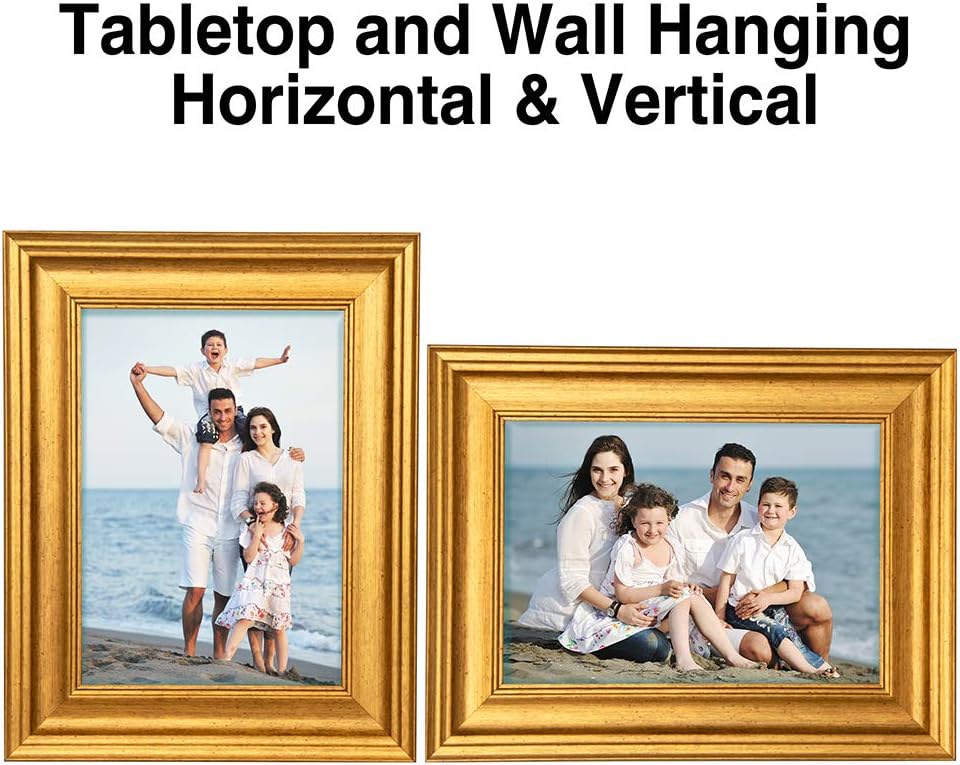 LaVie Home 8x8 Picture Frames (1 Pack, Gold) Square Photo Frame Set with High Definition Glass for Wall Mount & Table Top Display