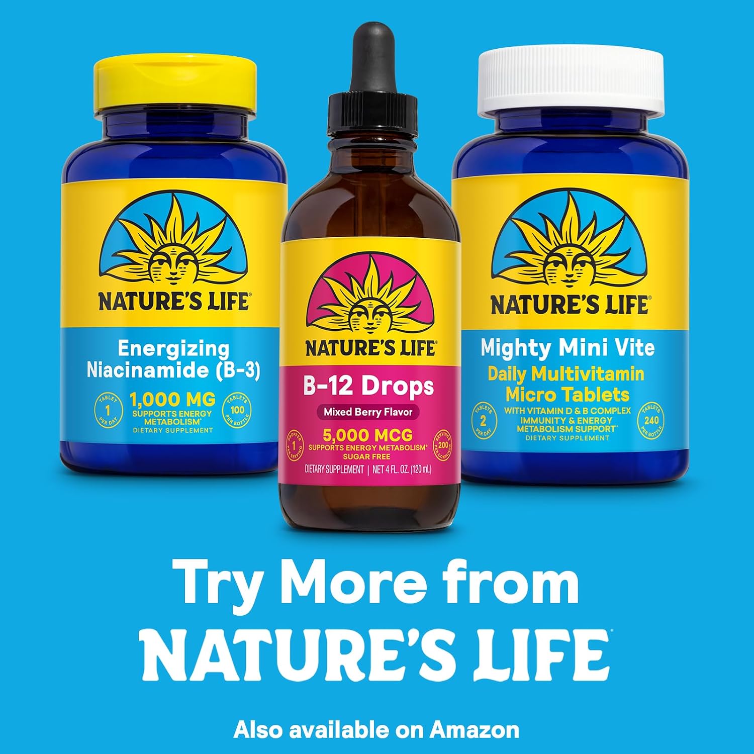 Nature's Life B12 Drops 5000 mcg - Vitamin B12 Methylcobalamin - Liquid B12 Supplement for Energy Metabolism, Nerve Function and Red Blood Cell Support Natural Mixed Berry, Sugar Free (200 Serv, 4oz)