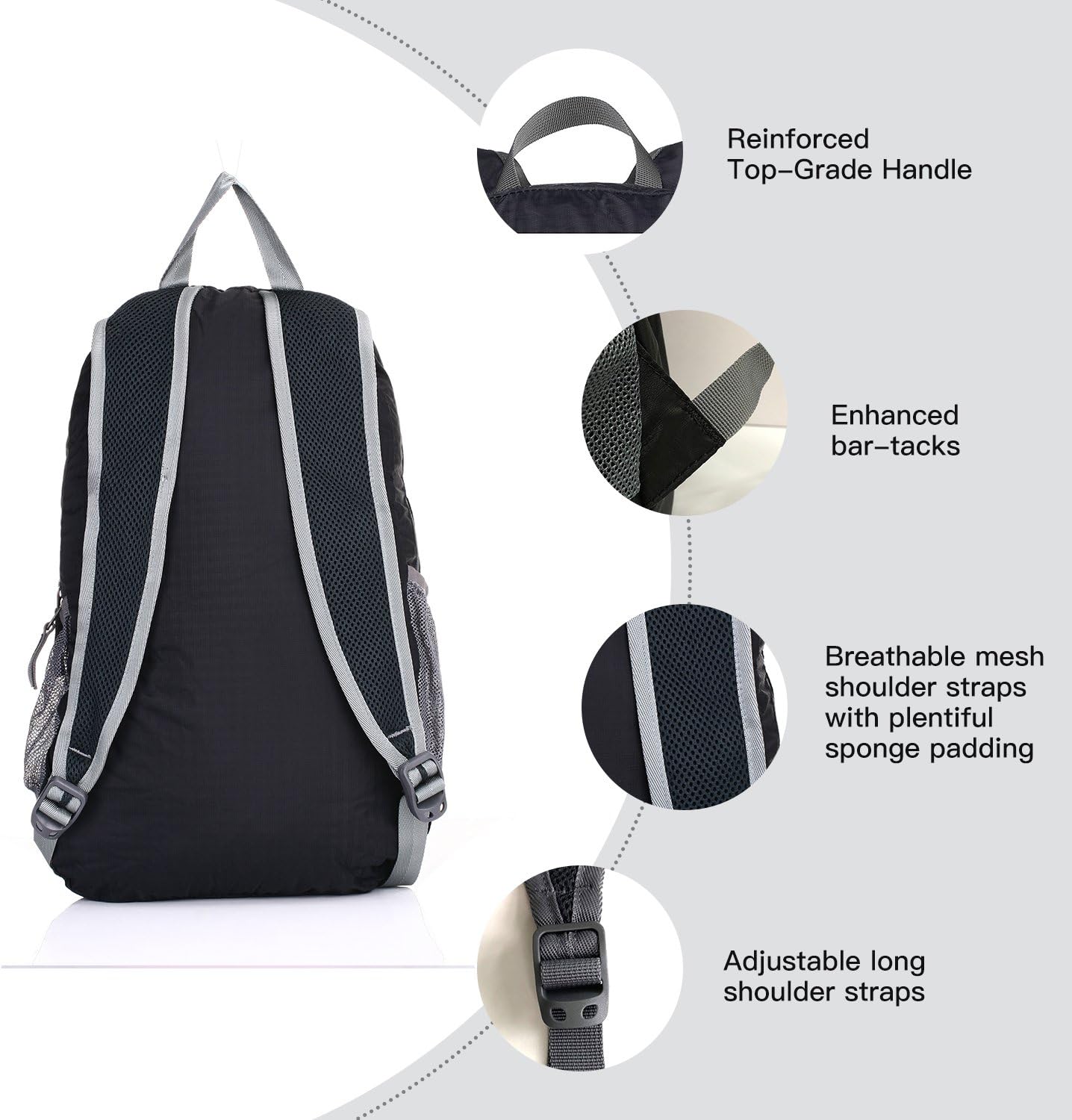 Packable Handy Lightweight Travel Hiking Backpack Daypack-Orange