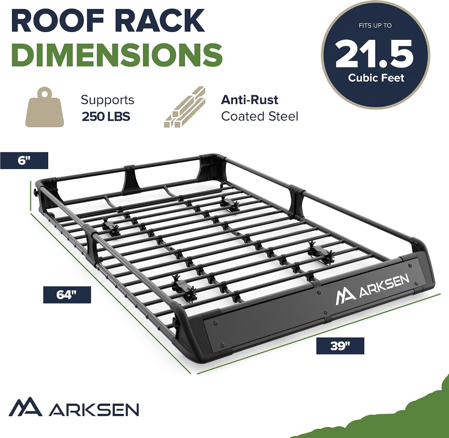 2-in-1 Foldable Fairing Roof Rack Cargo Basket (Deflector & Flat Mode), 64" x 39" Heavy Duty Steel Rooftop Carrier, 250 lbs Max Load, Fits SUV Truck Pickup for Kayaks, Canoes & Luggage