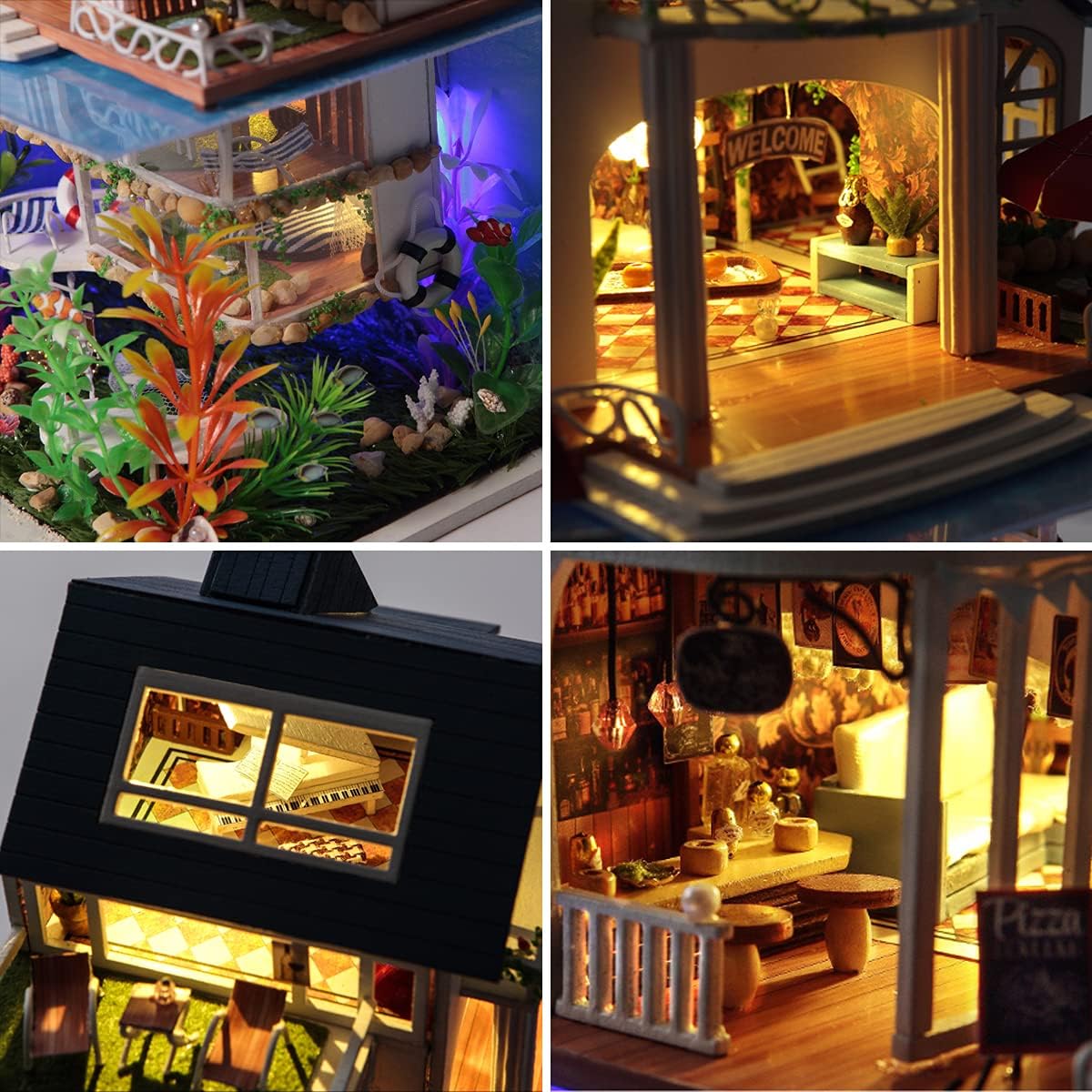 GuDoQi DIY Miniature Dollhouse Kit, Miniature House Kit 1:24 Scale, Tiny House kit with Music and Furniture Kit, Great Gift for Birthday Christmas