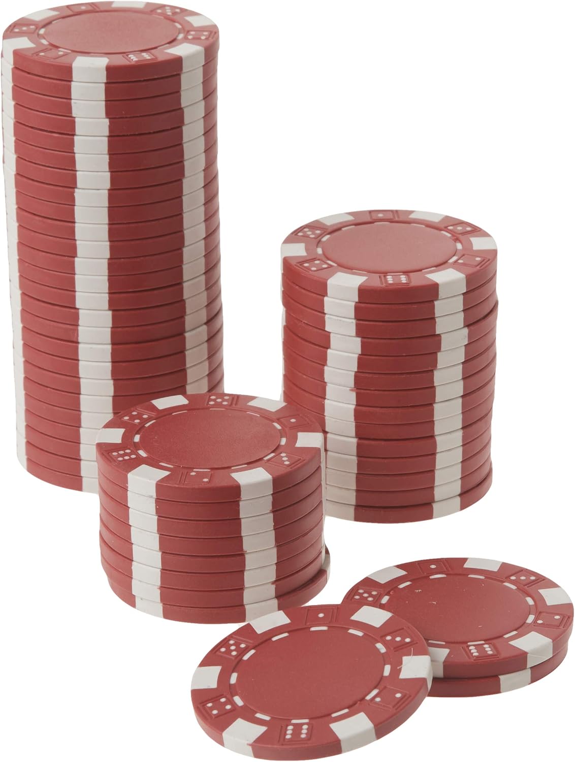 DA VINCI 50 Clay Composite Dice Striped 11.5 Gram Poker Chips, Choose from 11 Colors