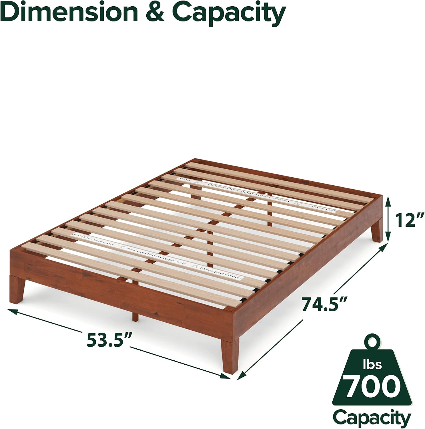 ZINUS Vivek Deluxe Wood Platform Bed Frame with Headboard, Wood Slat Support, No Box Spring Needed, Easy Assembly, Queen | Slatted Headboard, Wood Slat Support, No Box Spring Needed, Contemporary Design, Easy Assembly