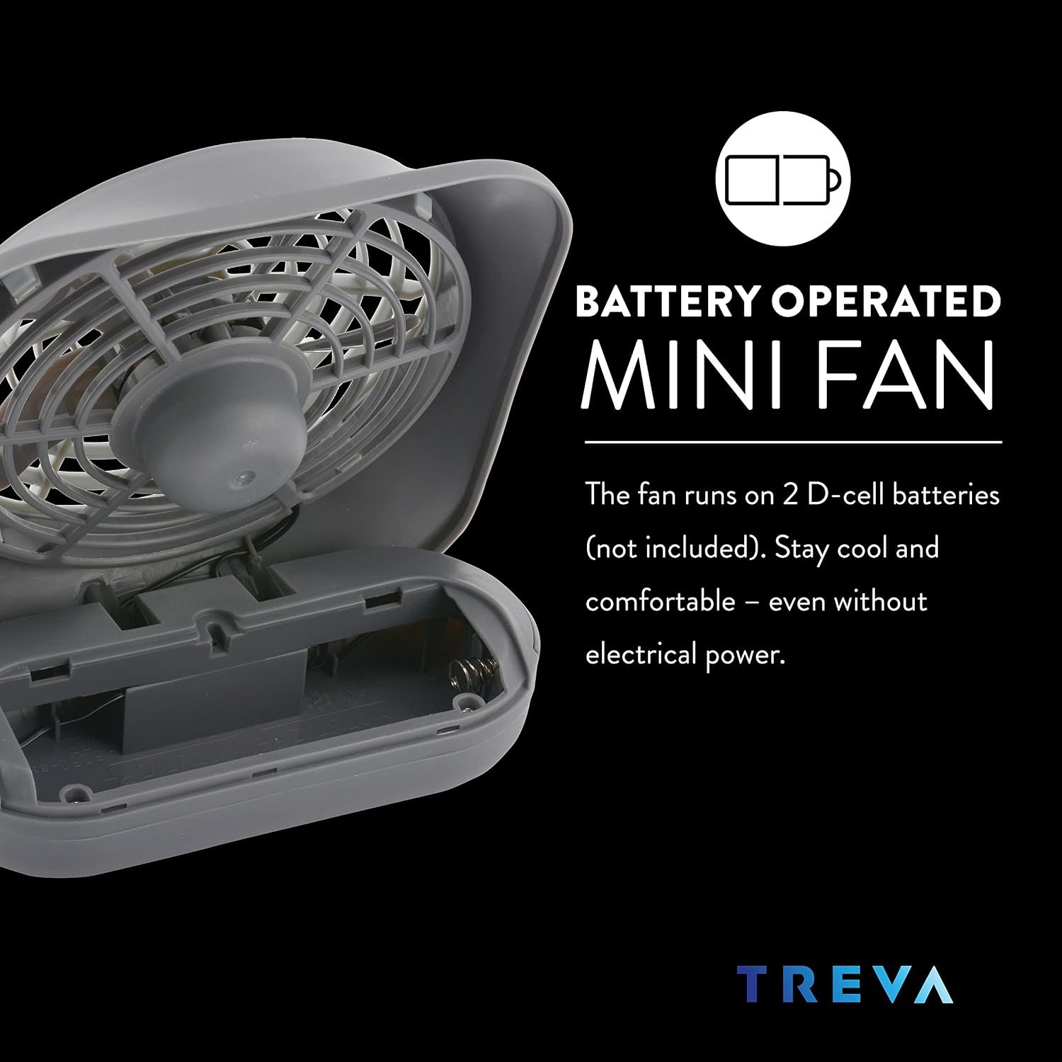 O2COOL Treva 5 in Portable Battery Powered Desk Fan 2-Speed Dark Blue | Yes