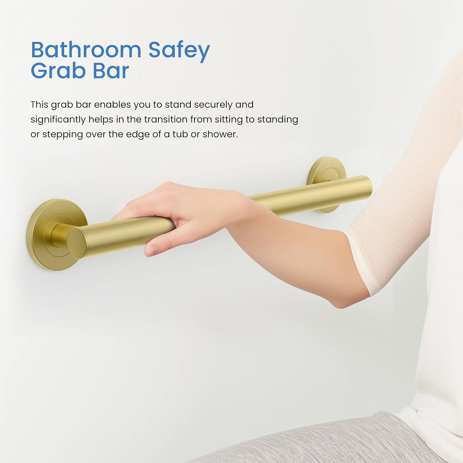 36 Inch Stainless Steel Bathroom Safety Grab Bar | Straight Shaped Grab Bar for Bathtubs and Showers, Shower Safety Grab Bars for Seniors, Wall Mounted Anti-Slip Support (Brushed Nickel, KGB1136)