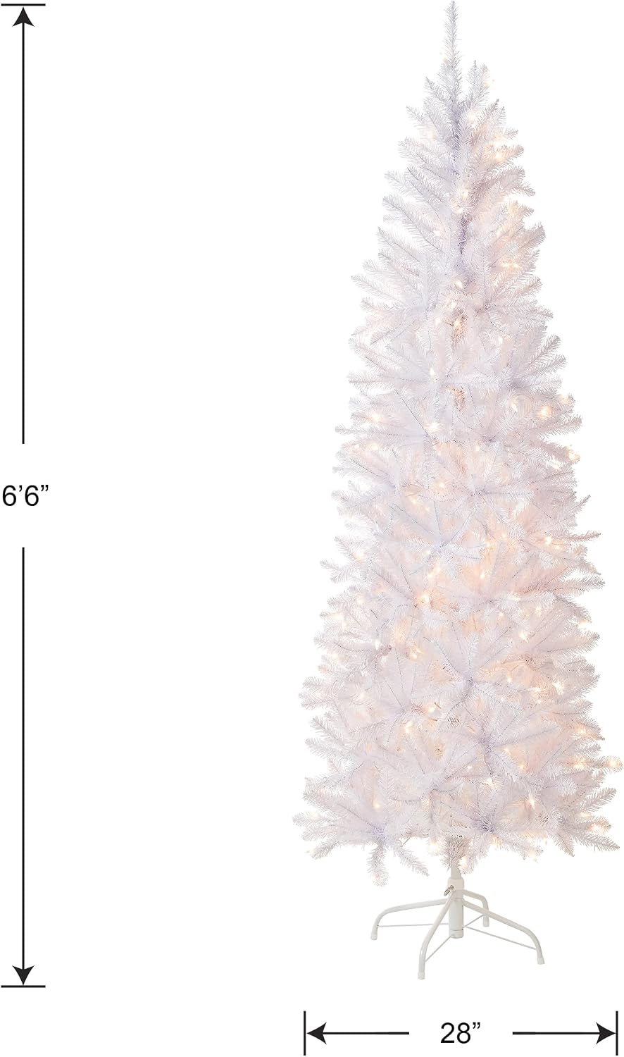National Tree Company 7.5ft Pre-Lit Kingswood Fir Slim Christmas Tree | 350 Clear Lights, 1,075 Tips, Includes Stand, Artificial, White