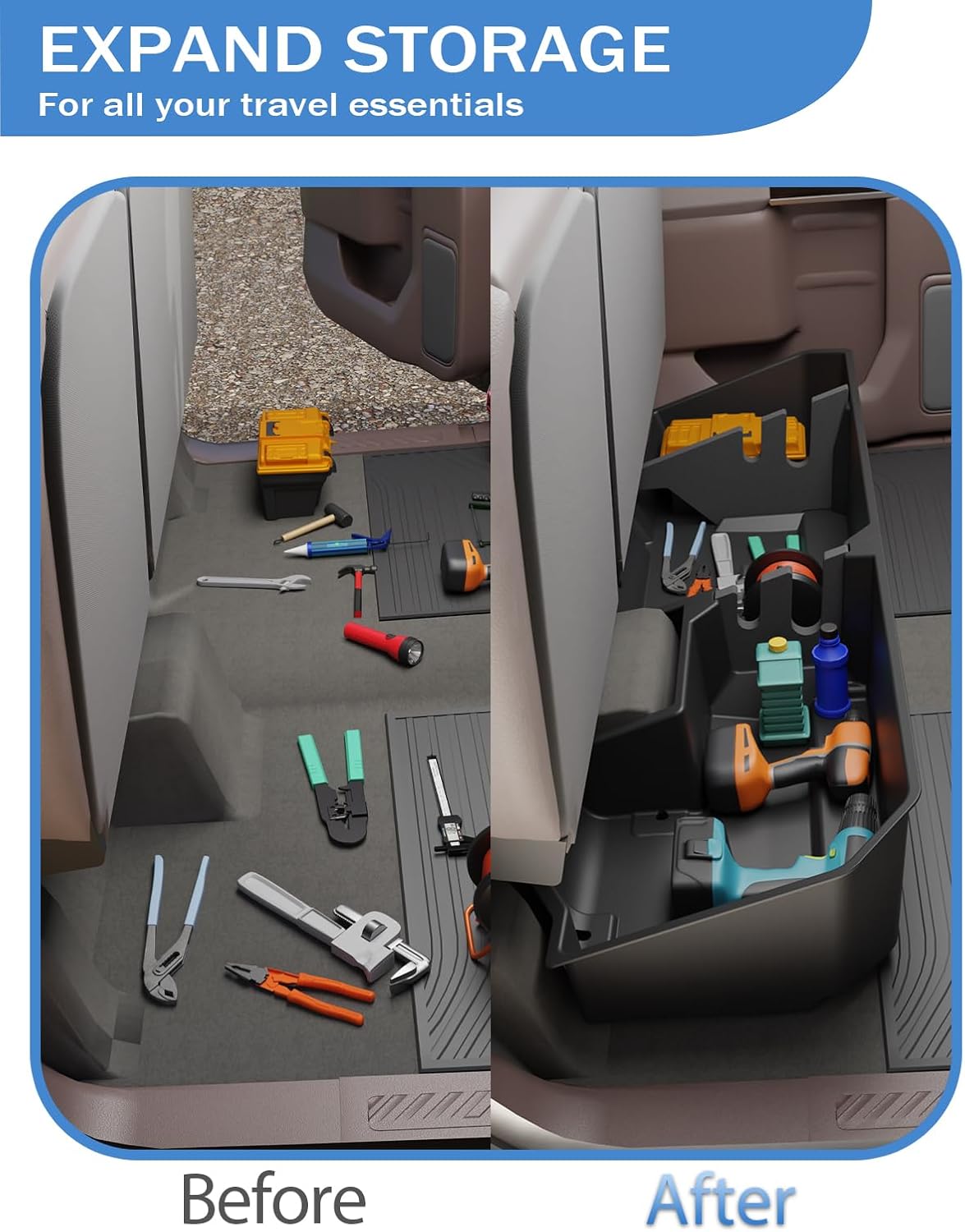 FengYu Under Seat Storage Box for 2015-2026 Ford F-150 F150 SuperCrew Cab | 2017-2026 F-250/F-350/F-450/F-550 Super Duty,F-150 Rear Underseat Storage Truck Organizer Tool Box