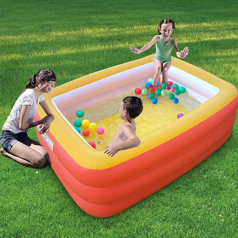 Inflatable Swimming Pool for Kids, 59" X 45" X 20" Kiddie Pools with Inflatable Soft Floor, Durable Blow Up Pools for Backyard