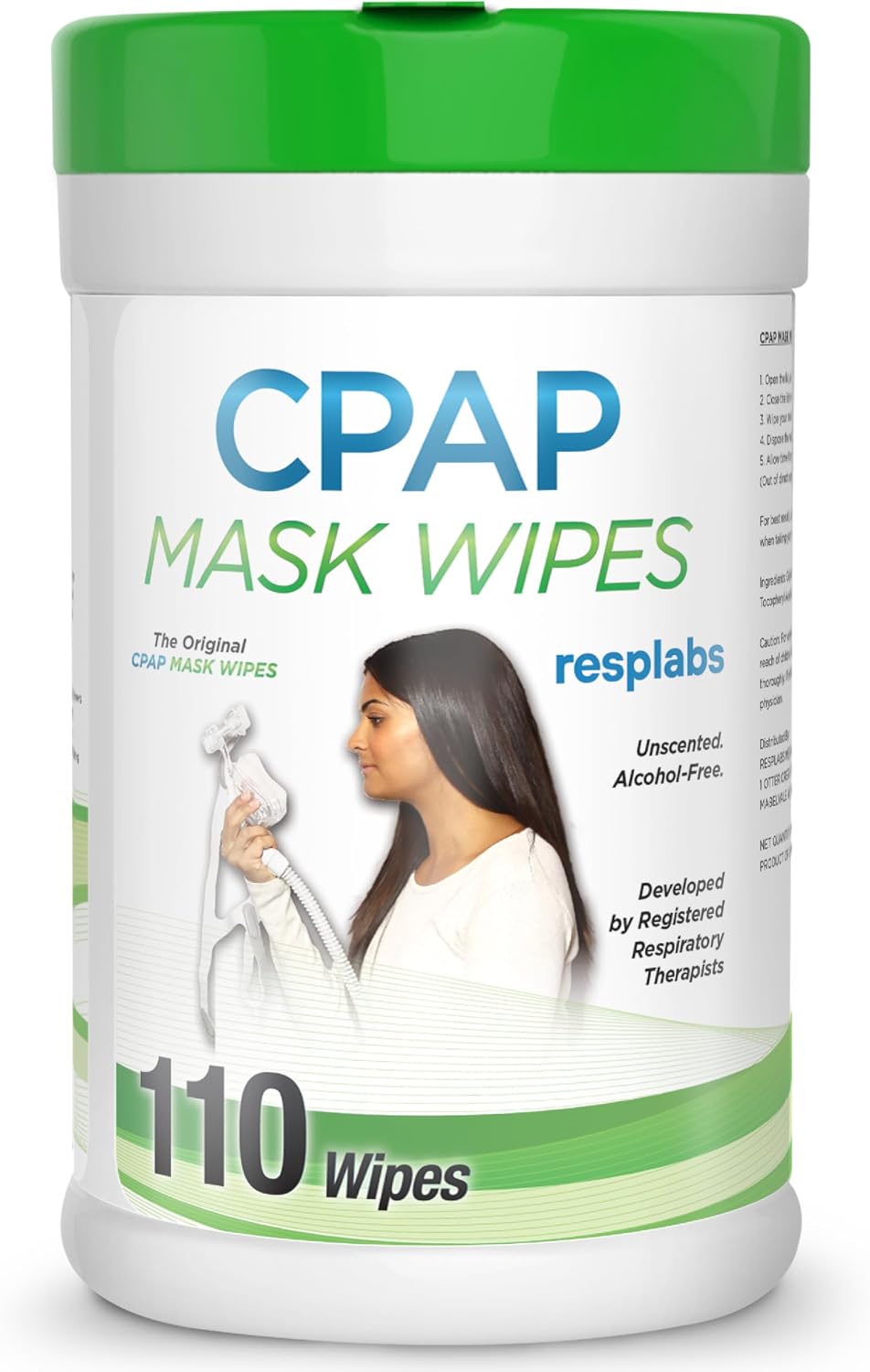 resplabs CPAP Mask Wipes Unscented Cleaner for Full Face, Nasal Masks & Supplies 110 Wipes