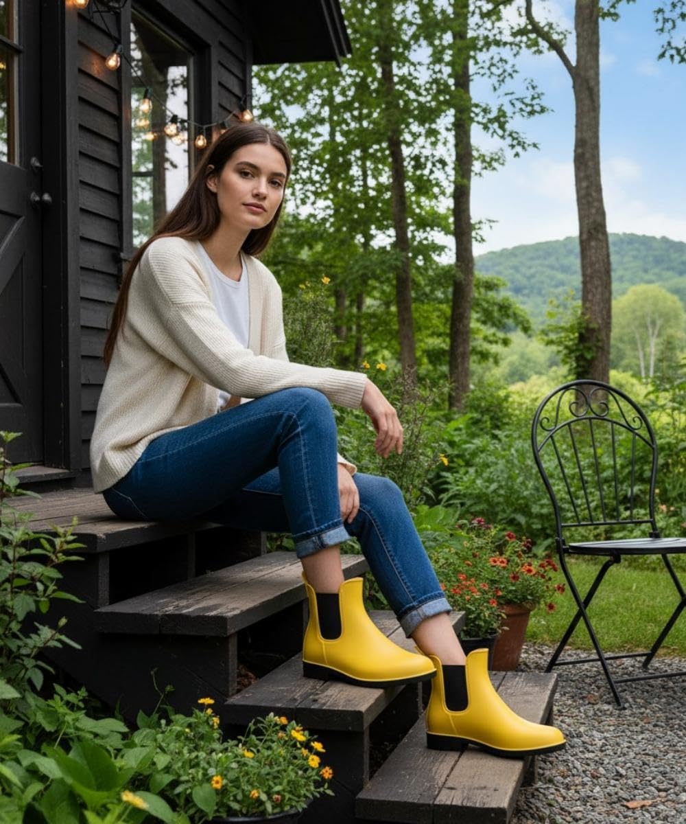Asgard Women's Ankle Rain Boots Waterproof Chelsea Boots