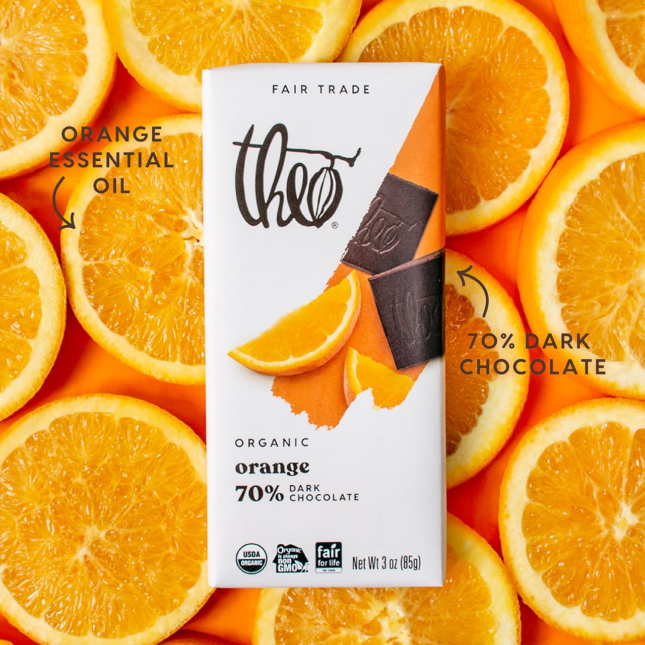 Theo Pure Organic Dark Chocolate Bar, 85% Cacao, 1 Bar | Vegan, Fair Trade