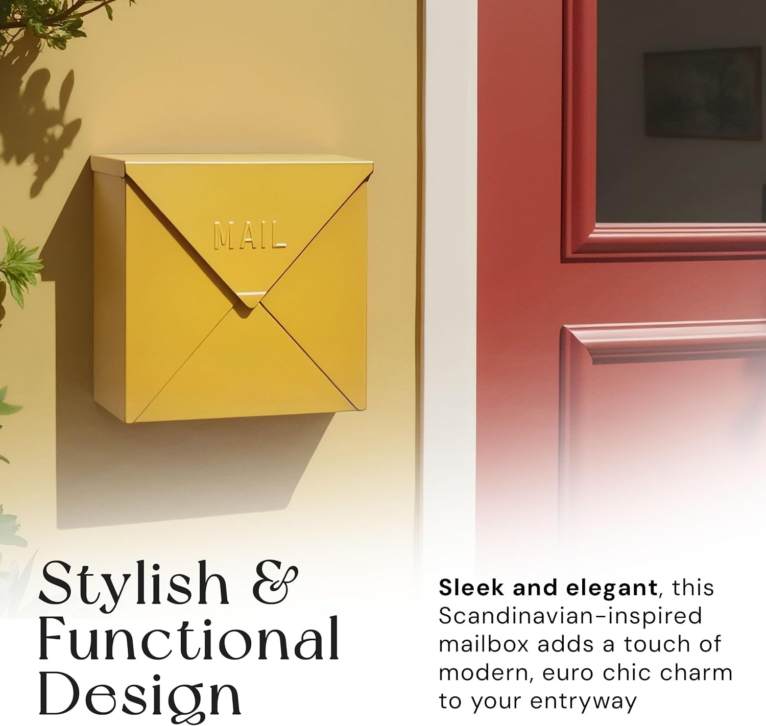 NACH Mailboxes for Outside Wall Mount, 10 x 10 x 4 inch Black Mailbox, Waterproof Mailboxes for Outside - Chicago Style Mail Box