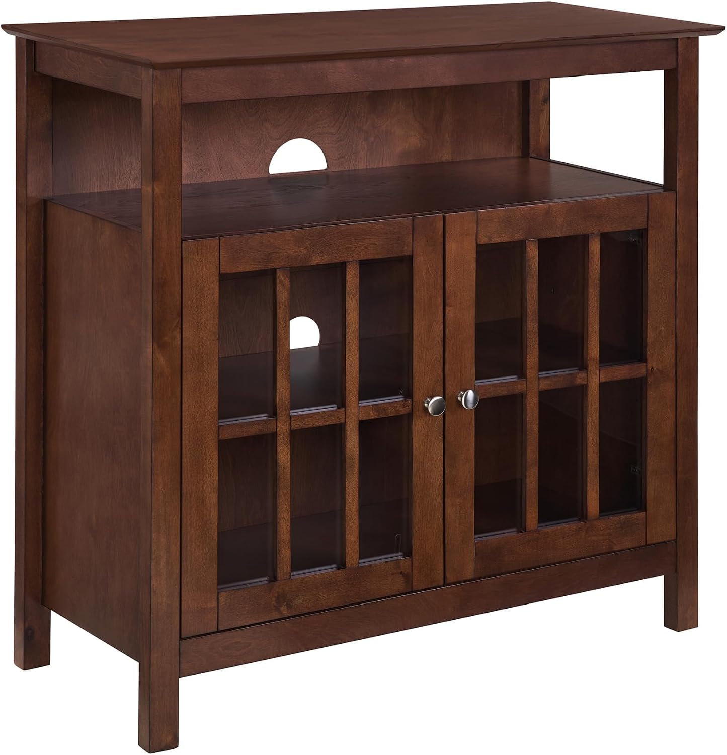 Convenience Concepts Big Sur Highboy TV Stand with Storage Cabinets and Shelves in White Finish
