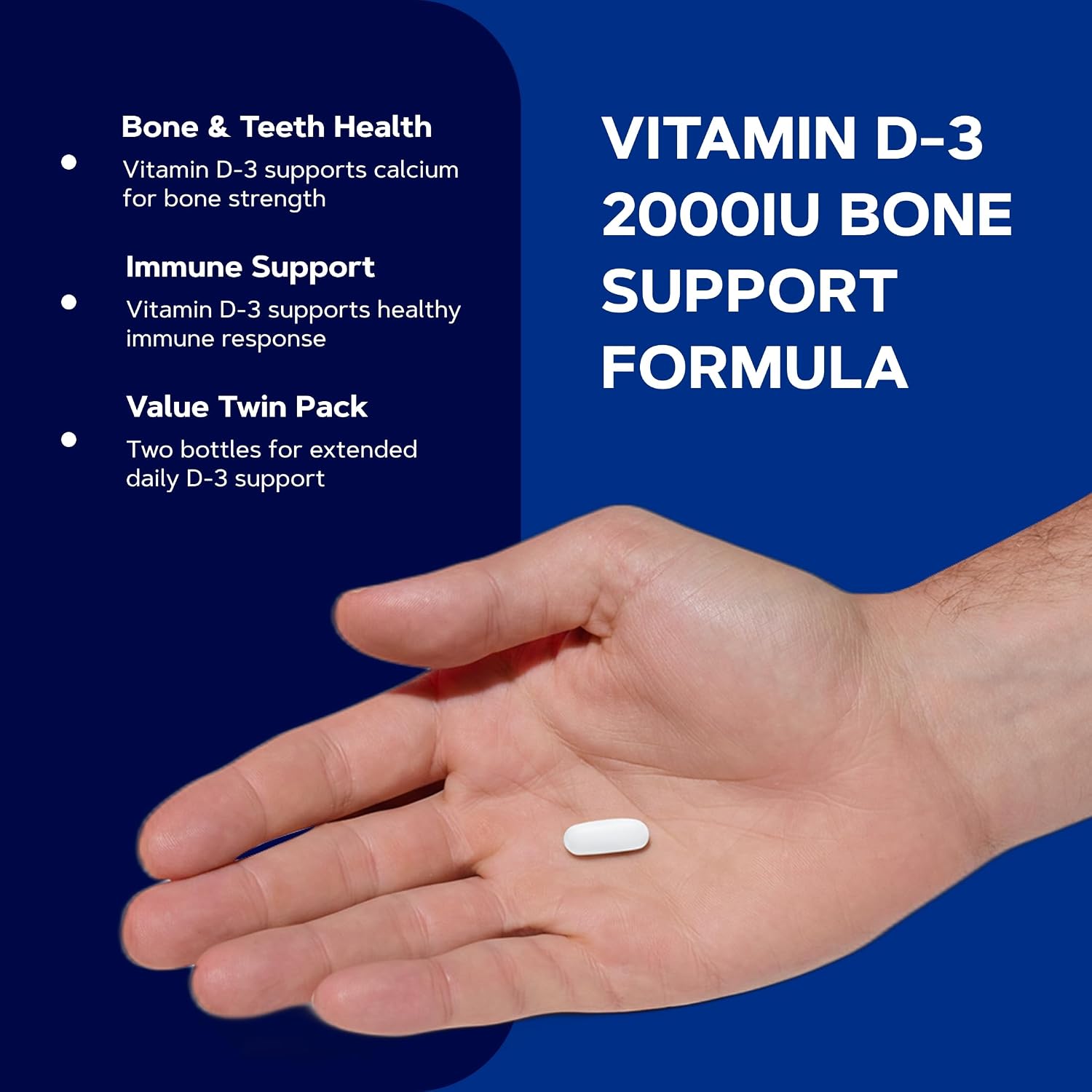 GNC Vitamin D-3 2000 IU, Healthy Teeth & Bones, 180 Tablets, Twin Pack