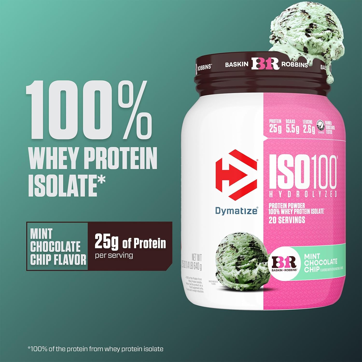 Dymatize ISO100 Protein Powder, 100% Whey Isolate, Gourmet Chocolate | 25g Protein, Hydrolyzed, Fast-Absorbing, Supports Muscle Health, 5.5g BCAAs, Gluten-Free, 76 Servings, 5 lb